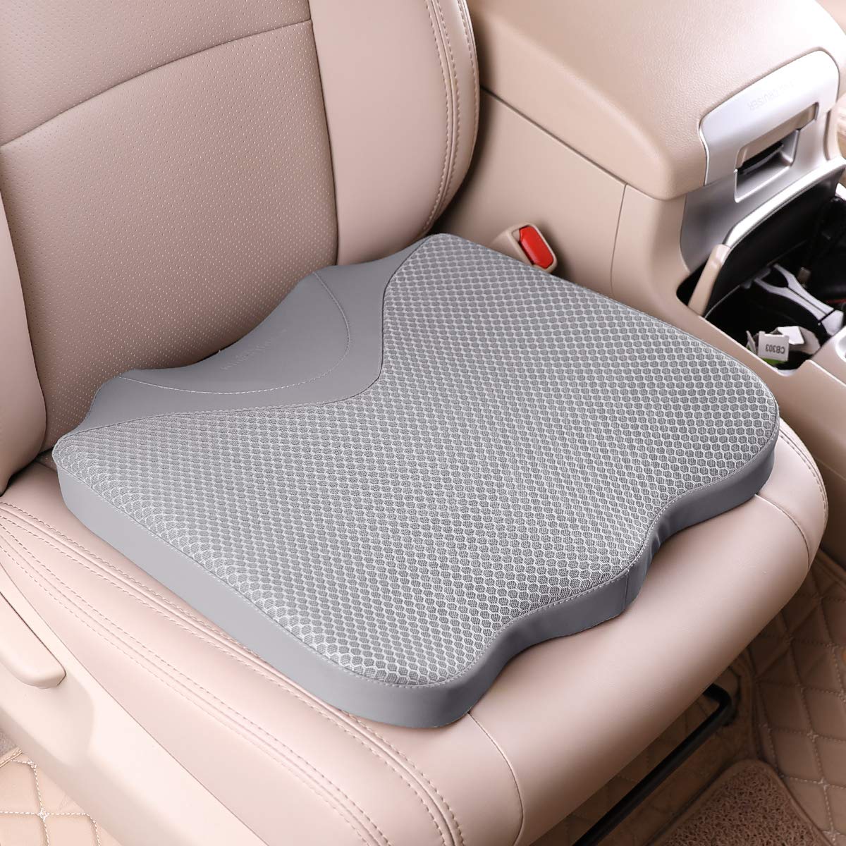 **Orthopedic Car Seat Cushion for Sciatica & Tailbone Pain Relief - Height Booster for Short Drivers - Universal Fit for Car, Truck, Office Chair & Wheelchair - Comfortable Driving & Long Sitting Support**    *(Perfect for Commuting, Road Trips, Office Work & Wheelchair Use - Reduces Back Pain & Improves Posture)*