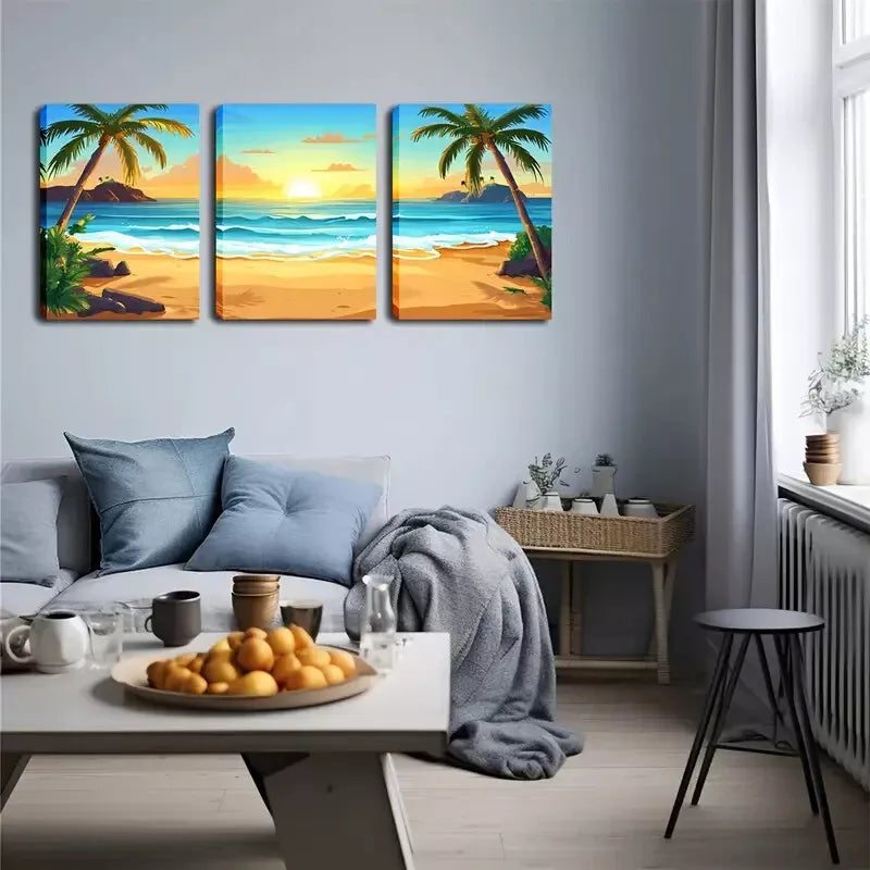 3-Piece Blue Water & Romantic Beach Wall Art Set - Framed Canvas 40x60cm - High Quality Print - 100% Australian Made - Ready to Hang - Perfect for Living Room, Bedroom & Office Decor