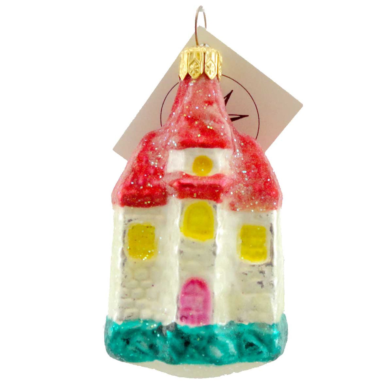 Christopher Radko Snow Castle Glass Christmas Ornament - 3.25 Inch Multicolored Holiday Decoration for Tree, Home & Gift Giving - Perfect for Christmas Decor, Holiday Parties & Winter Festivities