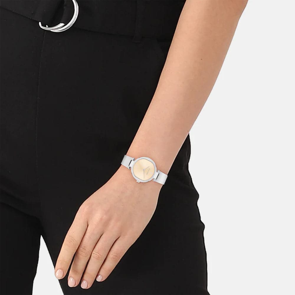 Calvin Klein Women's Gold Dial Silver Stainless Steel Watch 25200311 - Elegant Fashion Timepiece for Work, Party & Everyday Wear