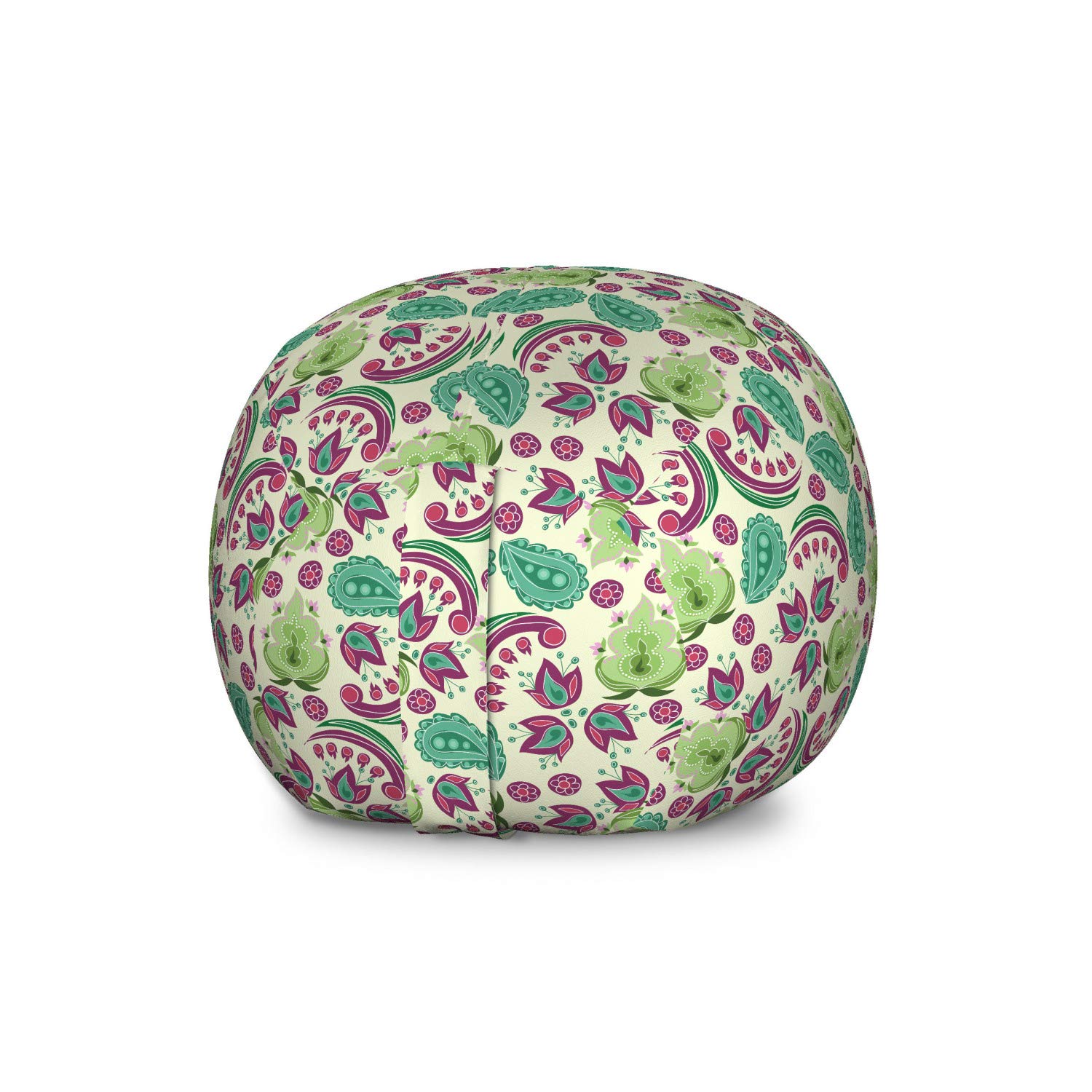 Ambesonne Large Washable Toy Storage Bag Chair - Floral Paisley with Abstract Teardrop Patterns, Stuffed Animal Organizer for Kids Room, Multicolor | Perfect for Playroom Organization, Nursery Decor & Toy Storage Solutions