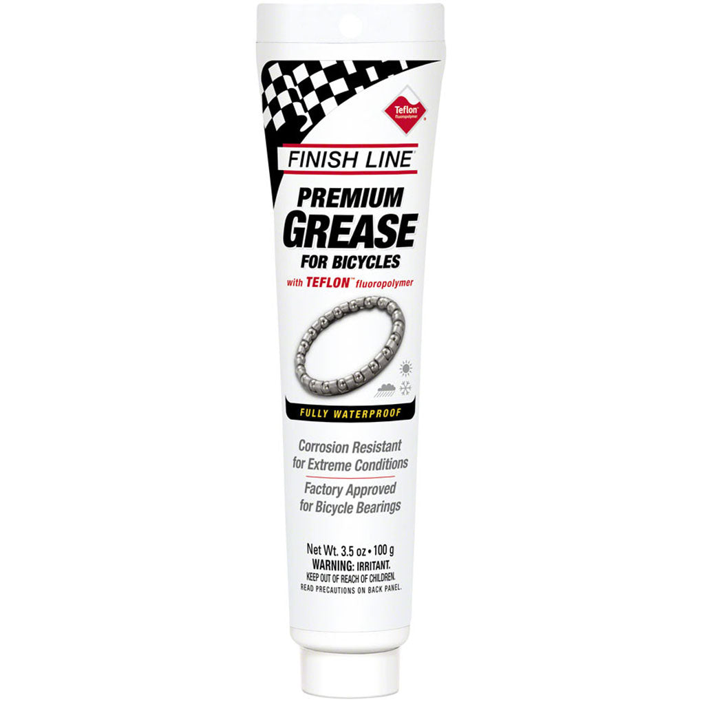 Finish Line Premium Grease with Teflon 3.5 oz Tube - 100% Synthetic Bike Lubricant for Chains, Bearings & Pedals | Waterproof Bicycle Grease for Mountain, Road & Commuter Bikes | Long-Lasting Protection for Smooth Cycling Performance