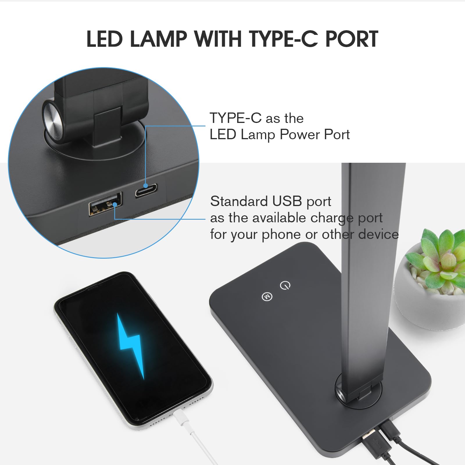 Mafiti LED Desk Lamp with 5 Light Modes & 3 Brightness Levels - Adjustable Arm Foldable Table Lamp for Home Office, Reading & Study - Eye-Caring USB Touch Light for Bedside, Workspace & Nightstand - Black