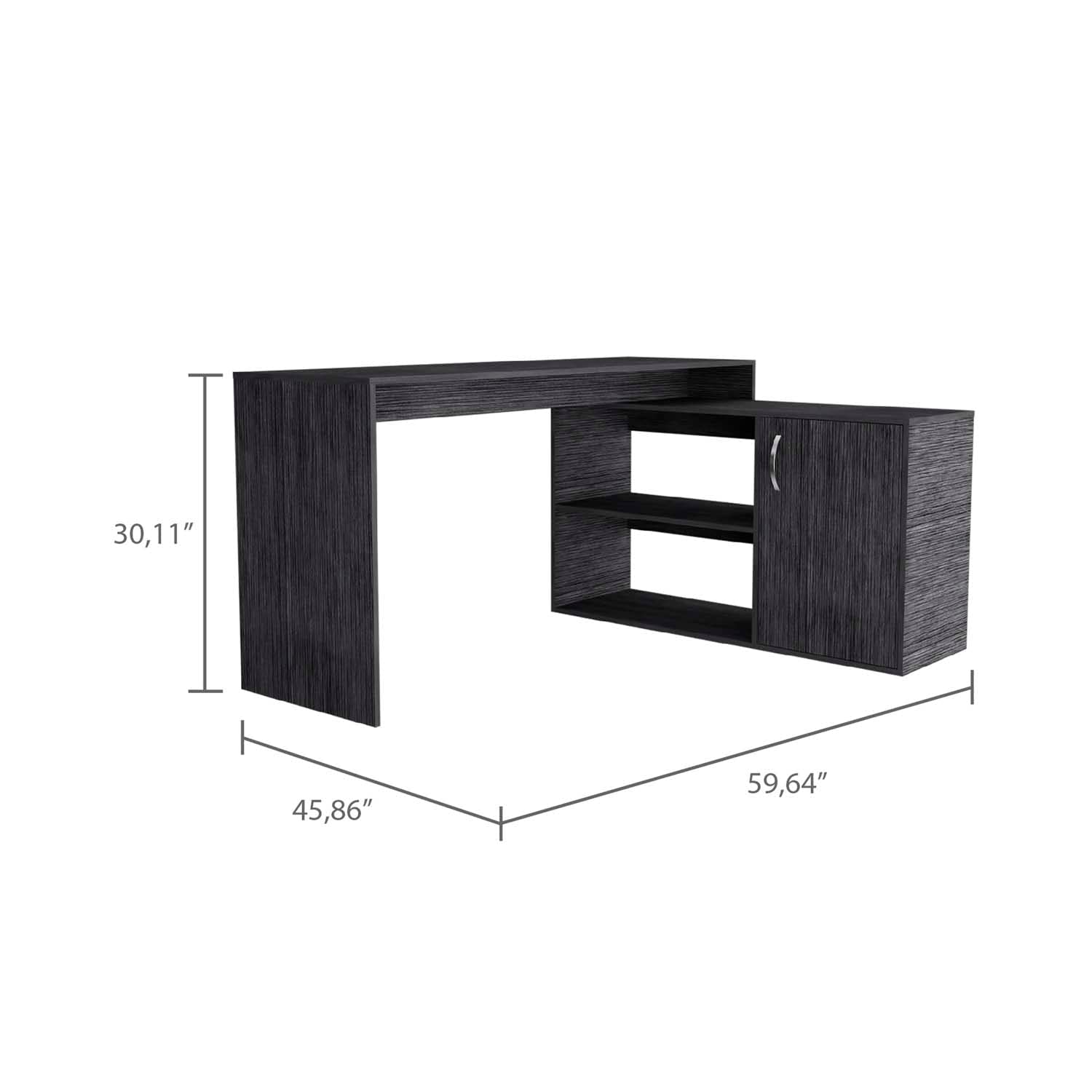 L-Shaped Home Office Desk with 2 Shelves & Drawer - Smoky Oak Wooden Computer Workstation for Small Space, Gaming & Study Room Furniture