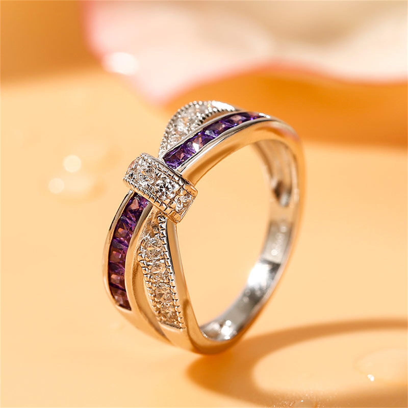 Jeulia Sterling Silver Crossover Women's Band Ring - Elegant Promise & Engagement Ring for Her with Gift Jewelry Box - Perfect for Anniversaries, Weddings & Romantic Gifts