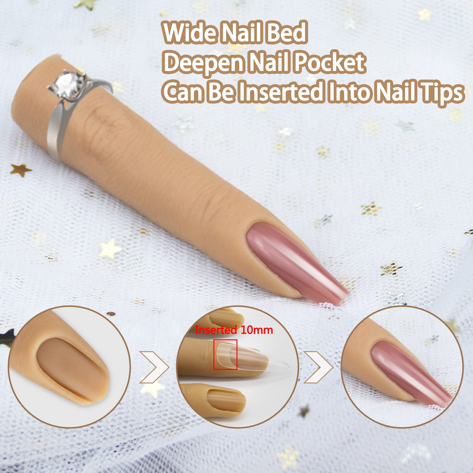 Flexible Silicone Practice Fingers for Acrylic Nails - Bendable Nail Training Tools with Soft Fake Fingers for DIY Manicure & Nail Art Practice - Perfect for Beginners, Salon Training, and Home Nail Care