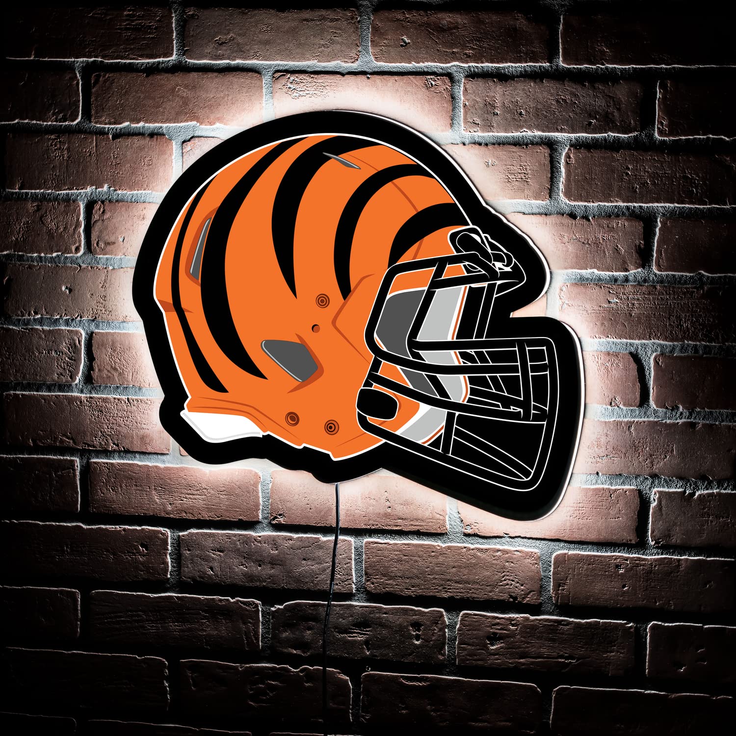 NFL Cincinnati Bengals Ultra-Thin LED Light Wall Sign - 19.5 x 15 Inches Team Logo Decor | Official Full Size Replica Helmet | Made in USA | Perfect for Game Room, Man Cave & Sports Bar Decorations