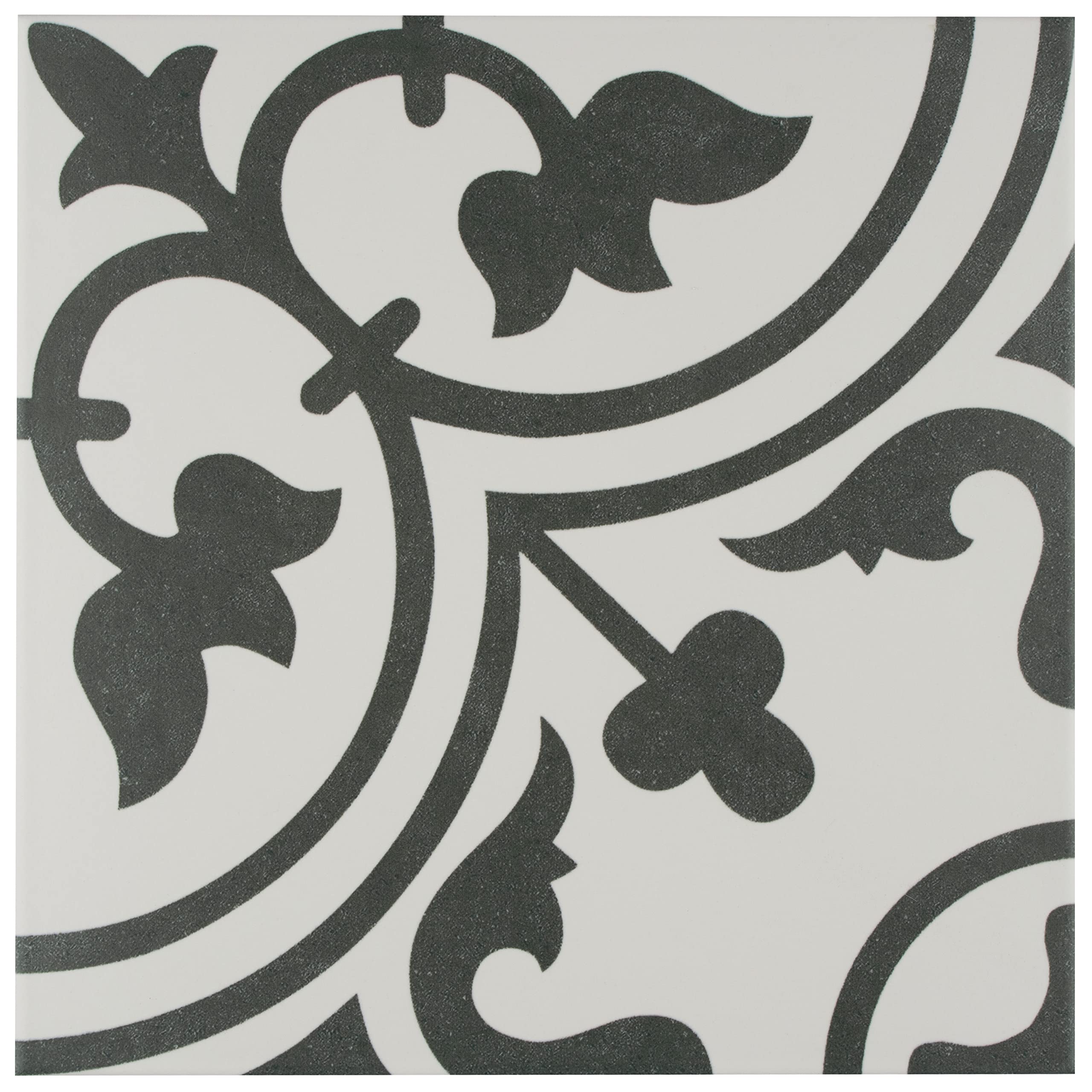 Merola Tile Arte White 9.75x9.75 Inch Porcelain Floor and Wall Tile - Perfect for Bathroom, Kitchen, and Backsplash Renovations