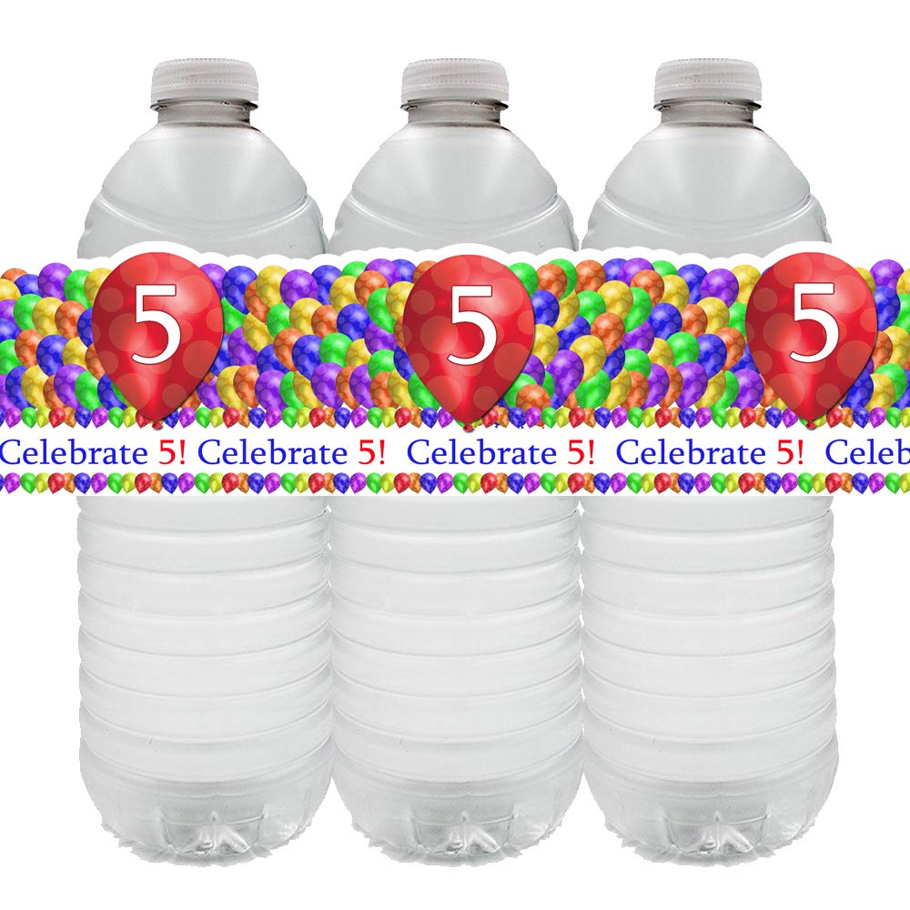 Partypro 5TH Balloon Blast Water Bottle Labels (24 Count) - Fun Birthday Party Decorations for Kids, Baby Showers & Graduation Celebrations