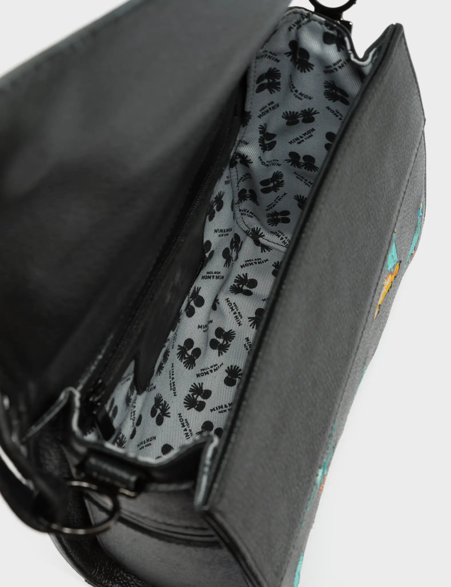 Anastasio Mini Crossbody Handbag - Black Genuine Leather with Pigeonista Embroidery | Stylish & Compact Purse for Women | Perfect for Everyday Use, Travel & Date Nights