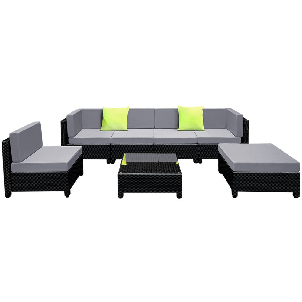 Premium Bondi 6-Piece Wicker Outdoor Lounge Set with Beige Cushion Covers - Water-Resistant Patio Furniture for Poolside, Garden & Backyard Relaxation