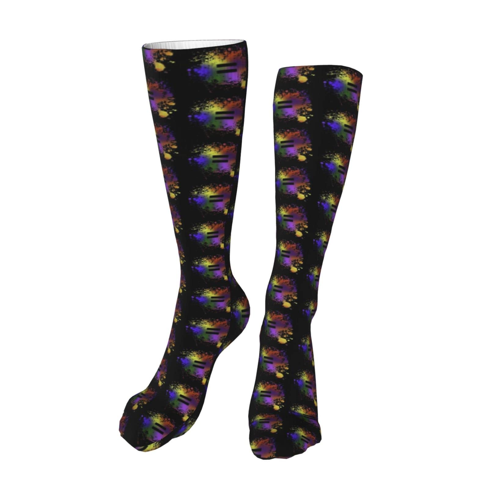 Women's Knee High Socks with Wolf Roaring Under Lightning Print - Men's Athletic Tube Socks for Running, Hiking & Casual Wear