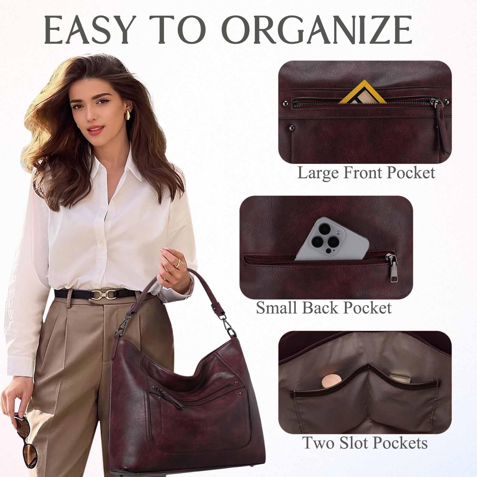 VASCHY Vegan Leather Hobo Bag for Women - Large Tote & Crossbody Purse for Work & Travel