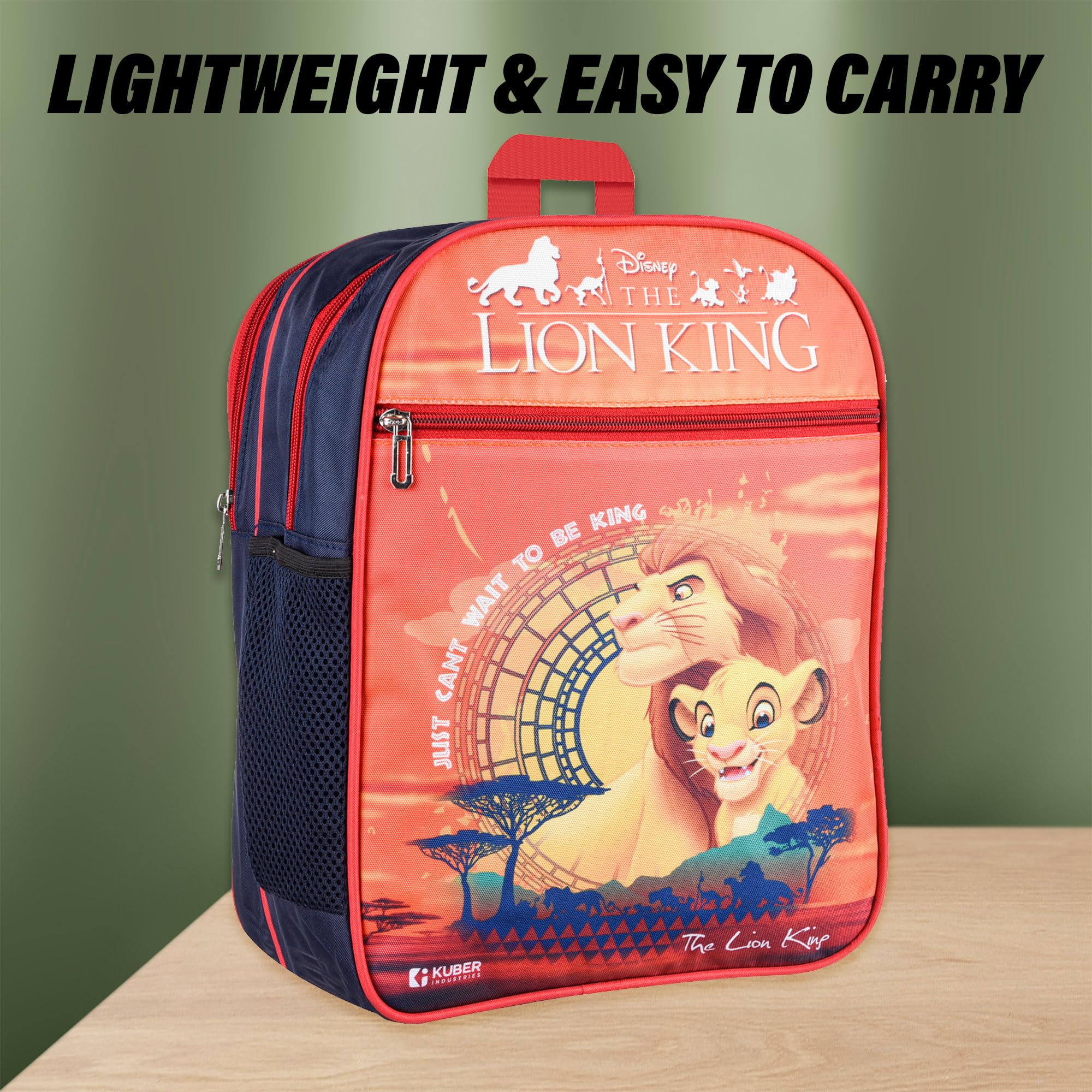 **Kuber Industries Disney The Lion King Kids School Backpack for Boys & Girls - 3 Compartment Durable Book Bag with Adjustable Straps - Perfect for School, Travel & Daily Use (Orange)**