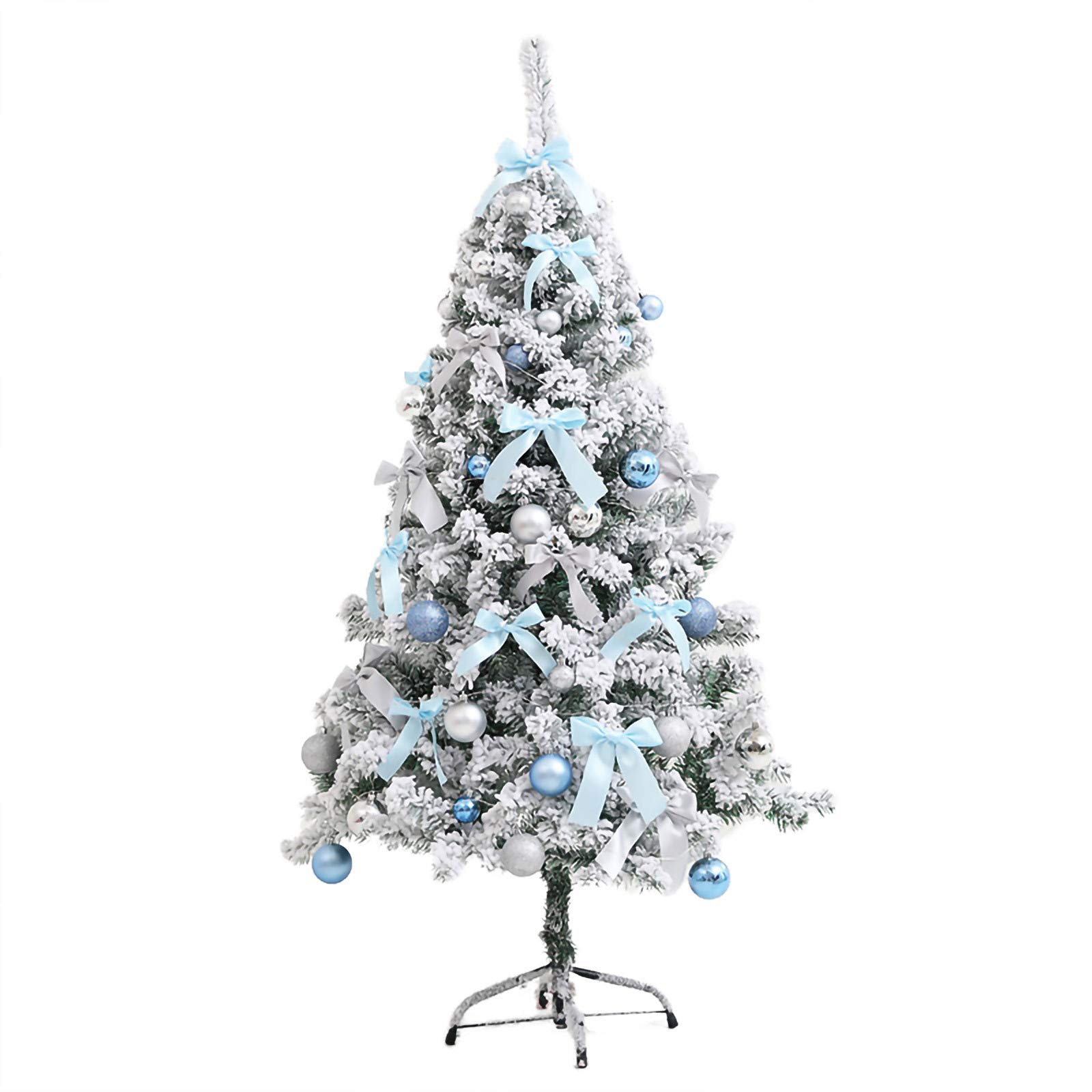 60cm Flocked Blue Cedar Christmas Tree with Bunnies - Elegant Holiday Home Decor for Xmas & Easter - Perfect for Living Room, Bedroom, and Festive Party Decorations