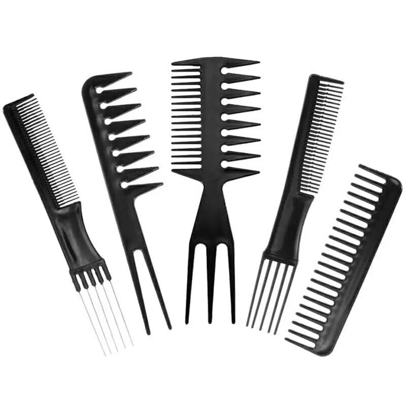 VELORA Professional 10-Piece Hair Comb Set - Styling & Cutting Brushes for Salon & Home Use - Black Hairdressing Tools for Men & Women - Perfect for Haircuts, Styling, Detangling & Blowouts