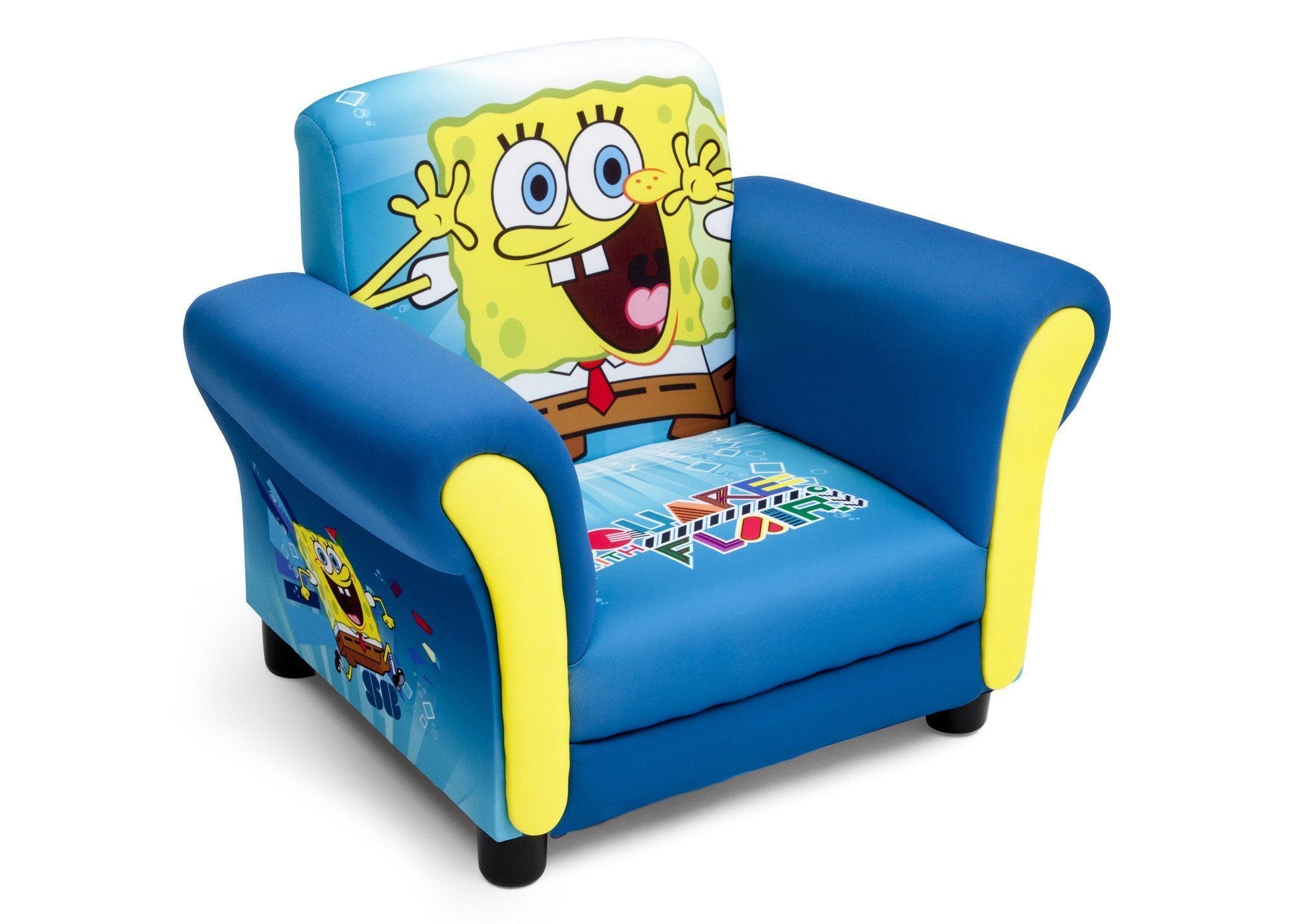 SpongeBob SquarePants Kids Armchair - Soft Plush Upholstered Chair with Cushion for Bedroom, Playroom & TV Lounge - Cartoon Character Themed Seating for Boys and Girls