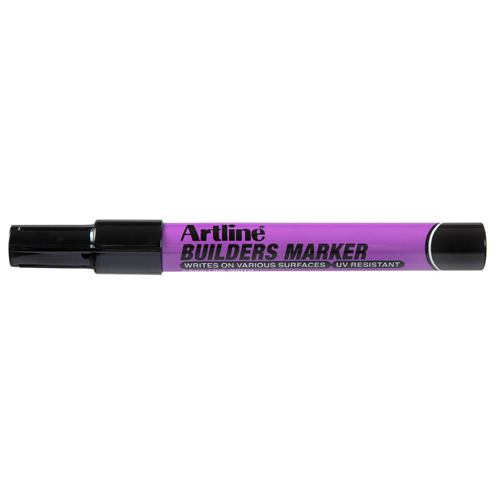 12PK Artline Builders Permanent Marker 2.3mm Bullet Nip Black - Industrial-Grade Waterproof Markers for Construction, Woodworking & DIY Projects