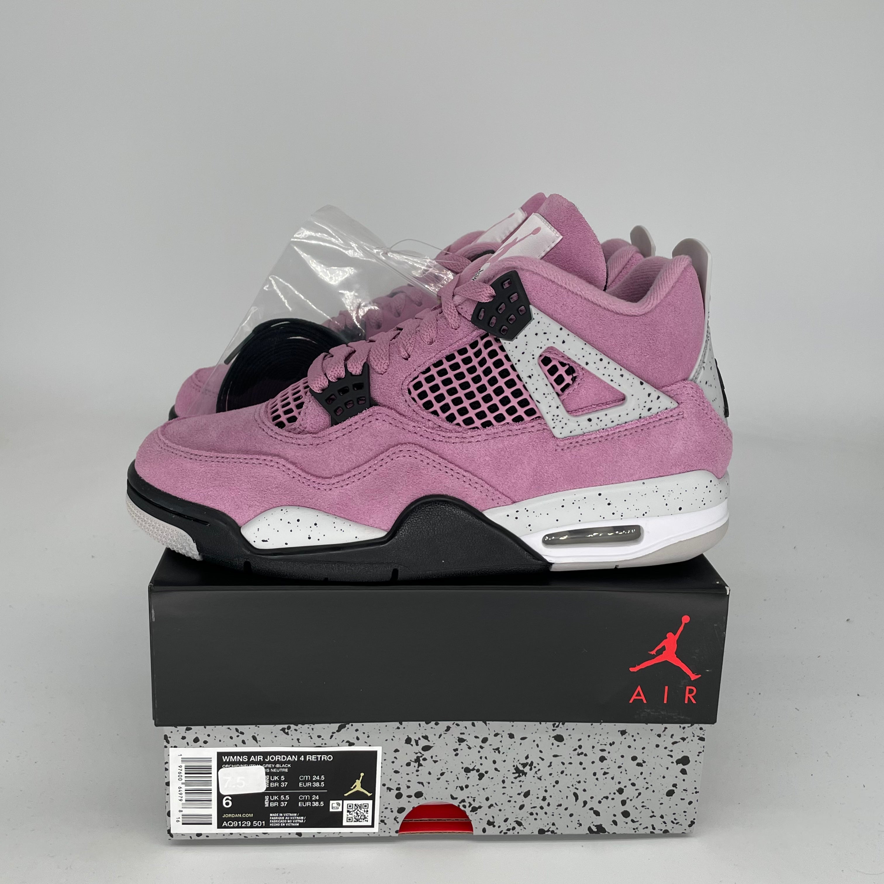 Original Title: AIR JORDAN 4 ORCHID W SIZE 6/7.5W AQ9129 501   Optimized Title: Air Jordan 4 Retro 