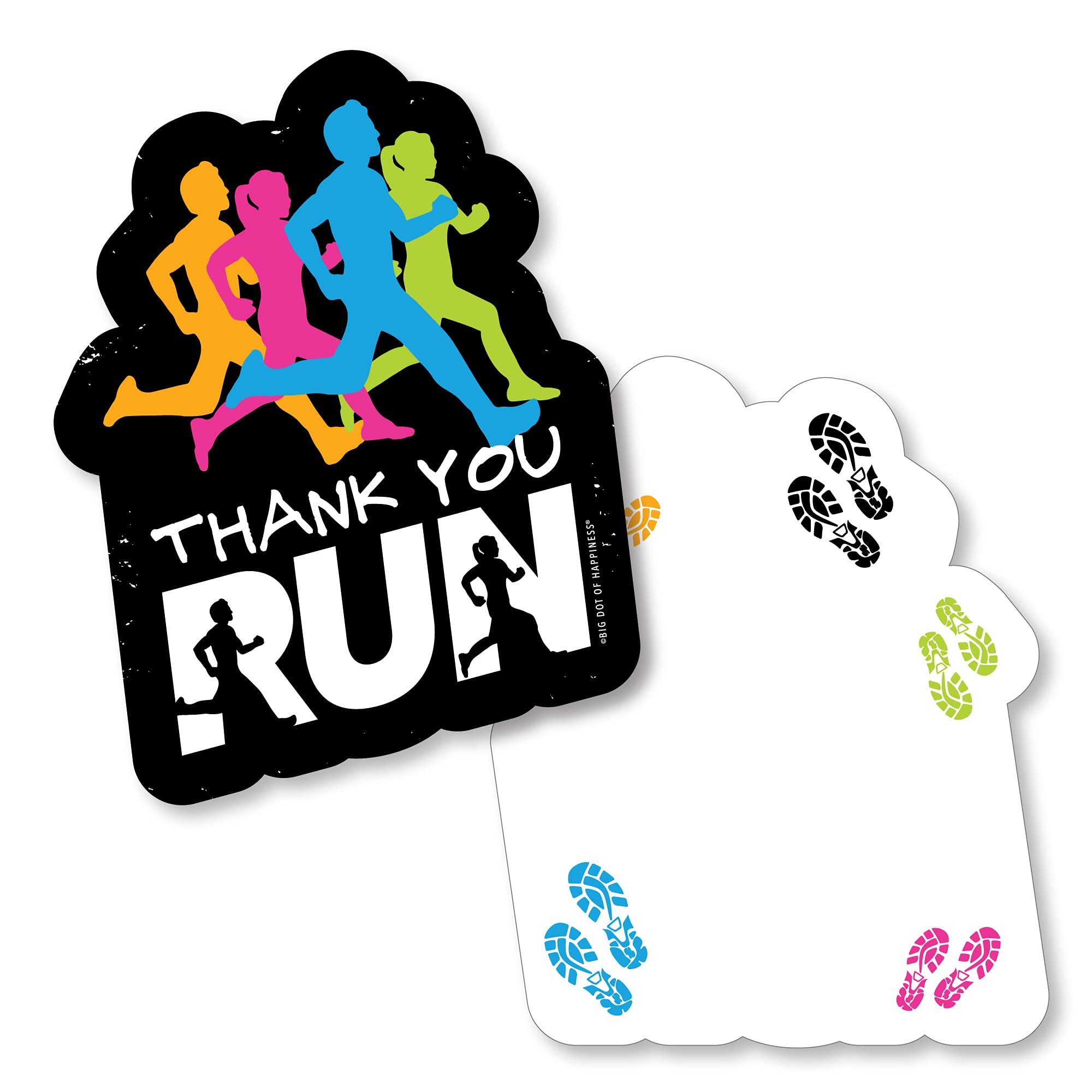 Big Dot of Happiness Running Thank You Cards - Set of 12 Track & Marathon Party Note Cards with Envelopes - Perfect for Cross Country Runners, Race Volunteers & Athletic Events
