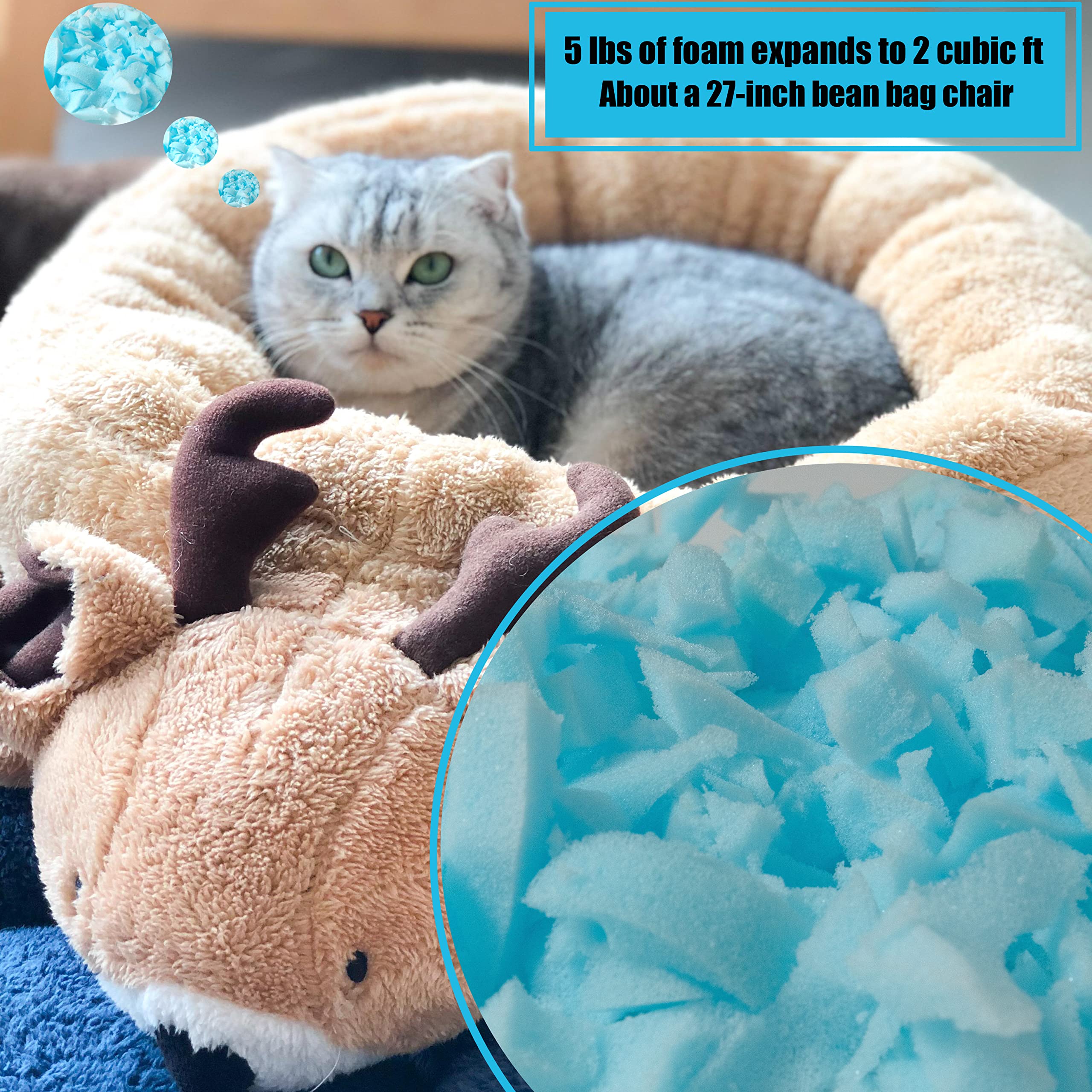 Premium Shredded Memory Foam Bean Bag Filler - 30lb Pack of 6 (Blue) | Perfect Refill for Bean Bag Chairs, Poufs, Stuffed Animals, Ottoman, Couch Cushions & Dog Beds | Ultra-Soft Support for Home, Office & Kids Play Areas