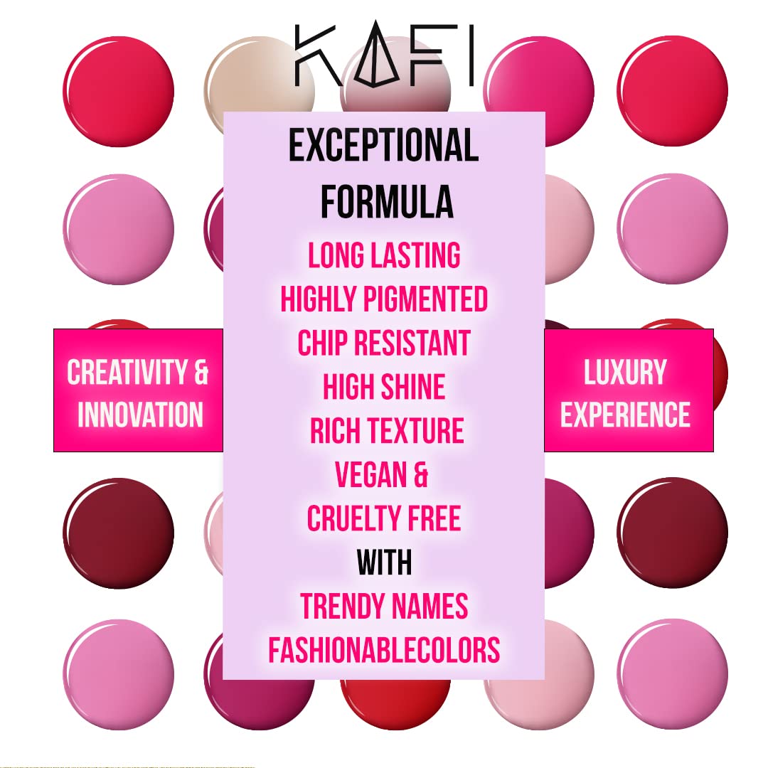 KAFI Cosmetics Nail Polish Set - 4 Trendy Cool Colors, 10ml Each (40ml Total) - Perfect for Manicures, Pedicures & Nail Art Designs