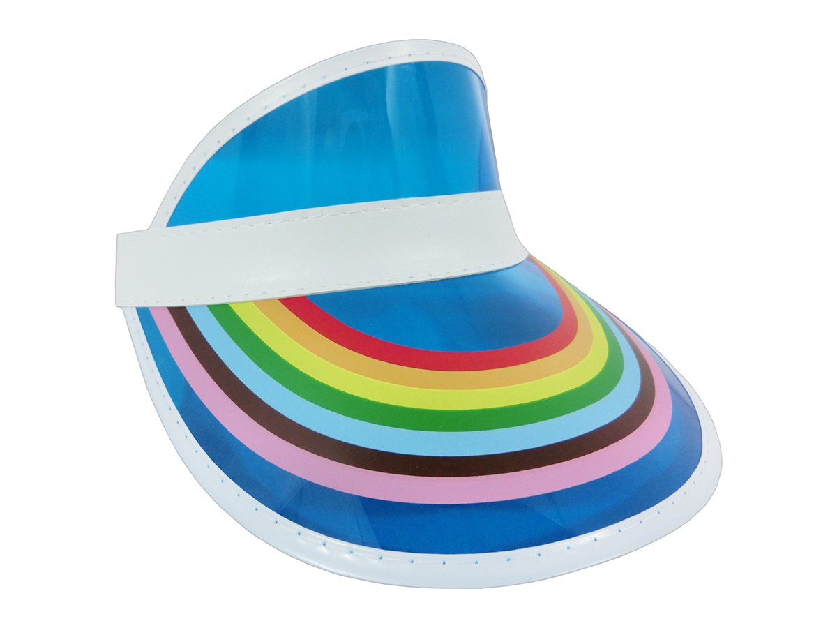 Vibrant Rainbow Clear Plastic Sun Visor Hat for Tennis, Beach, Golf & Outdoor Activities | UV Protection Unisex Cap for Casino Dealers, Summer Sports & Vacation Essentials
