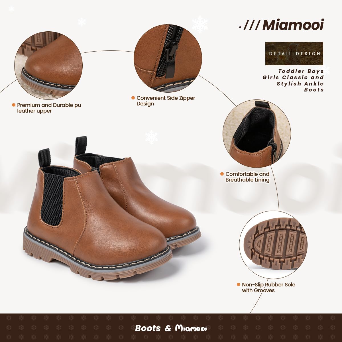 **Miamooi Toddler Girls & Boys Waterproof Leather Combat Ankle Boots - Comfortable Chelsea Fall Booties for Outdoor Play, School & Daily Wear (Toddler/Little Kid)**    *Perfect for rainy days, playground adventures, and stylish everyday outfits!*