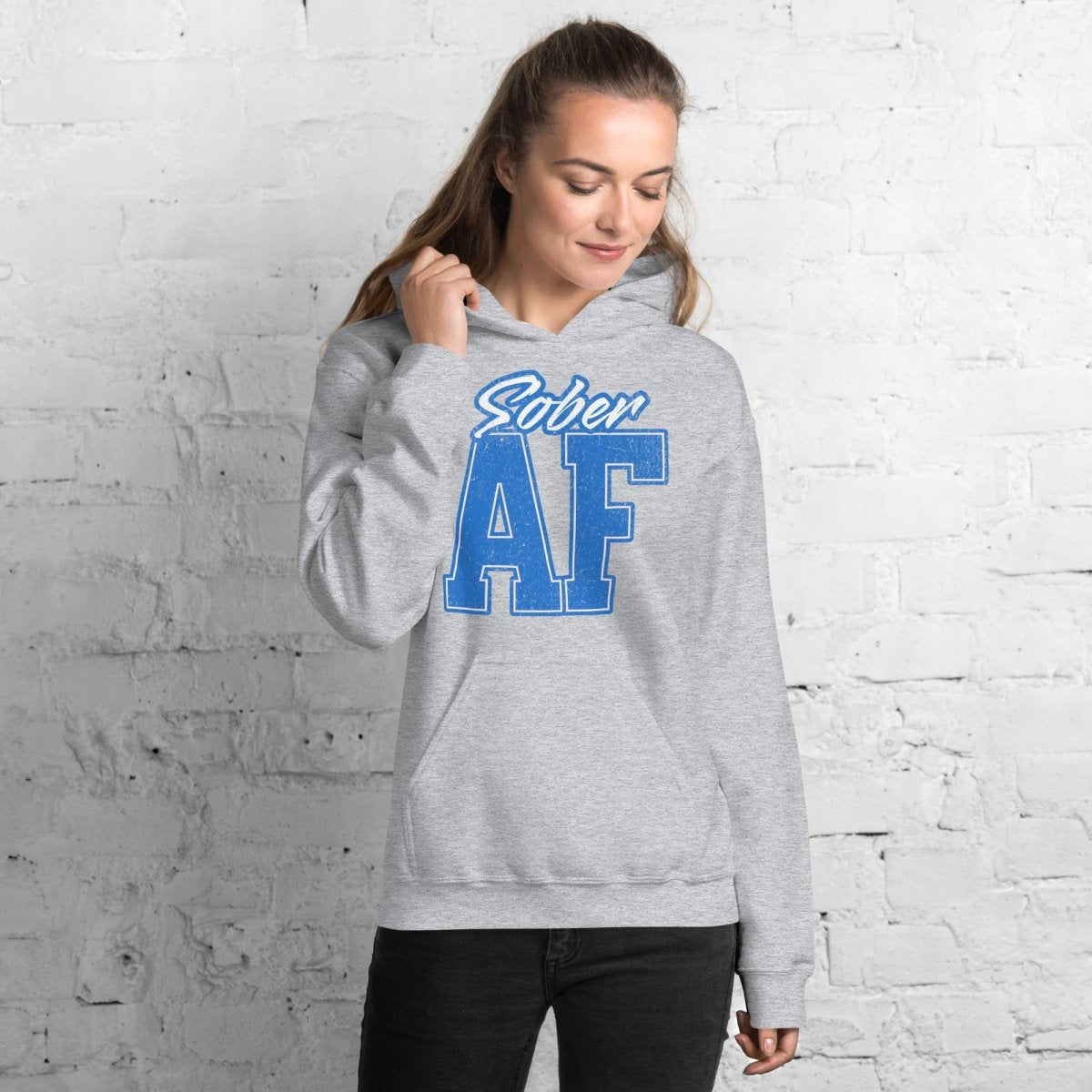 Sober AF Collegiate Unisex Hoodie - Comfortable Pullover Sweatshirt for Men & Women | Perfect for College, Gym & Casual Wear