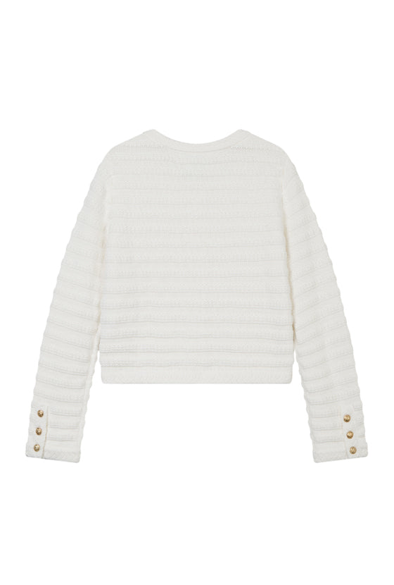 Cindy Cotton Cardigan Ivory - Soft & Comfortable Women's Knit Sweater for Casual Wear & Office Outfits