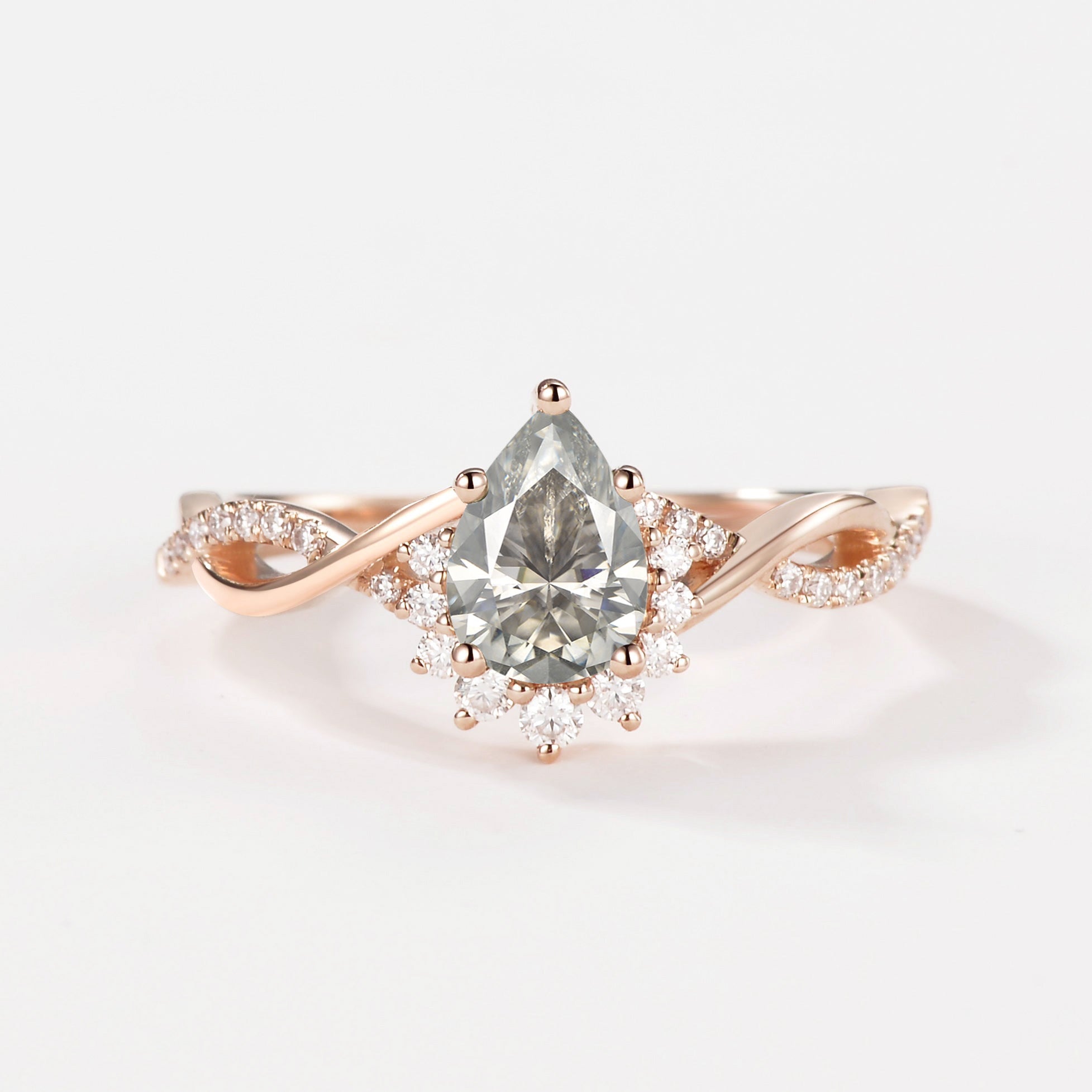 Pear Moissanite Infinity Engagement Ring – Elegant Wedding Band for Women, Durable 925 Sterling Silver, Perfect for Proposals & Anniversaries