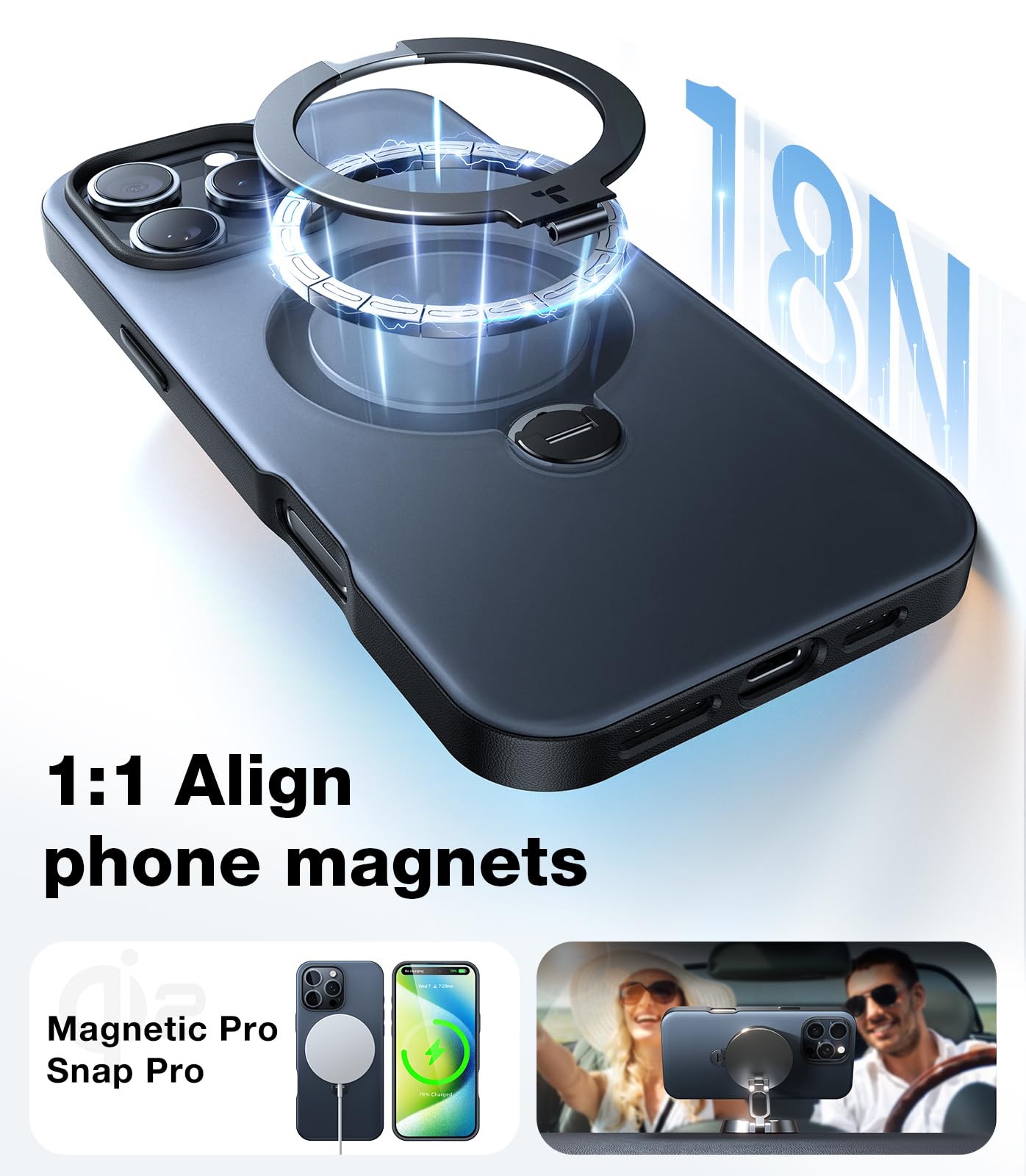 TORRAS Upgraded 360° Rotating Magnetic Stand Case for iPhone 16 Pro Max | Military-Grade Protection | Magsafe Compatible | Built-in Kickstand | 6.9 Inch Black | Perfect for Hands-Free Viewing, Video Calls & Gaming