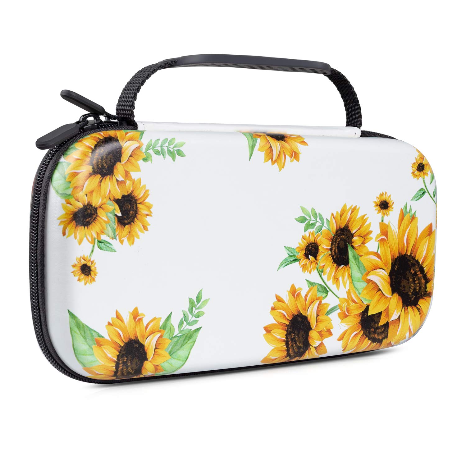 Lokigo Nintendo Switch OLED Case - Hard Shell Travel Carrying Case for Nintendo Switch & Switch OLED - Portable Pouch Bag with 16 Game Card Slots - Protective Cover for Boys & Girls - Perfect for Travel, Commuting & Gaming On-The-Go - Sunflower Design