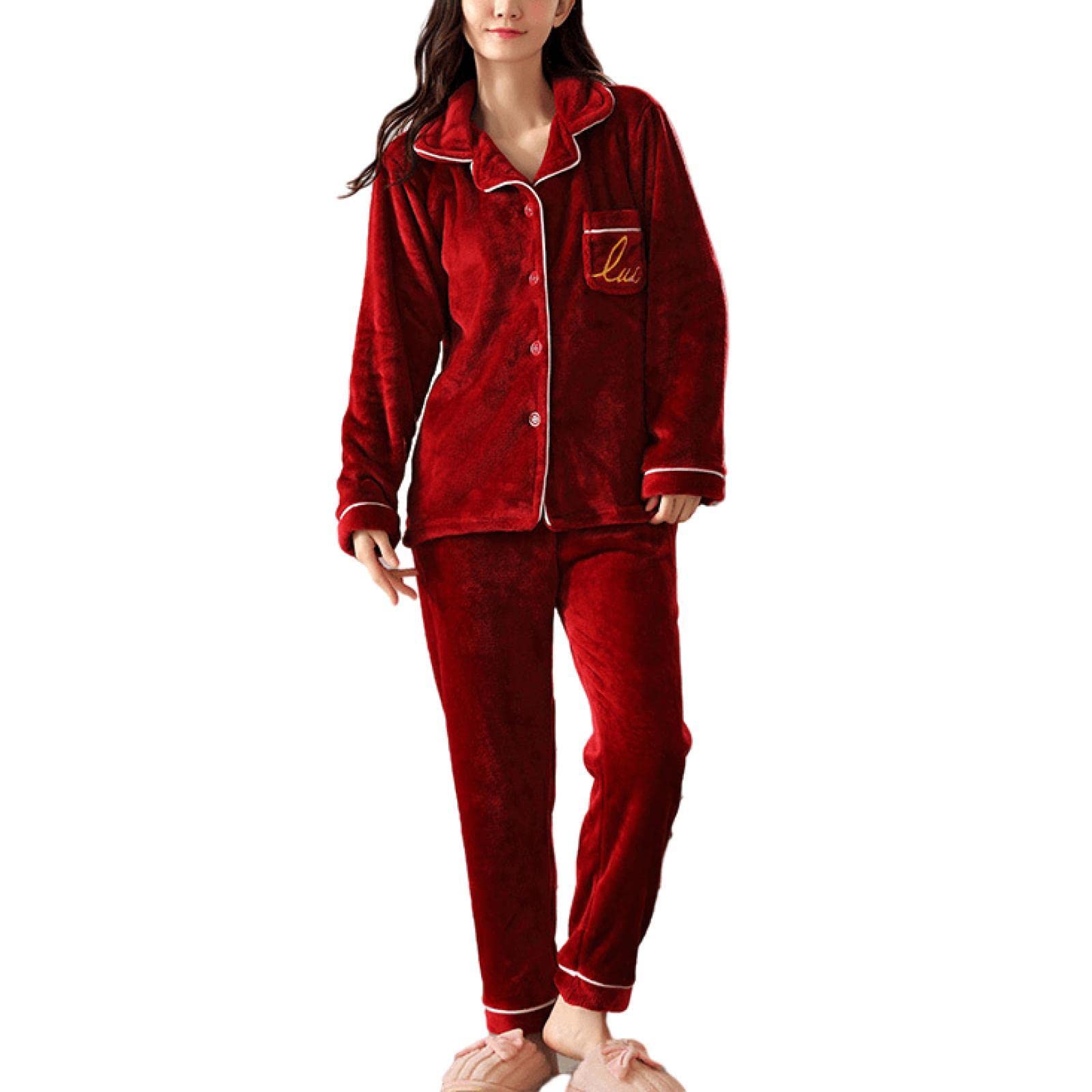 Women's Flannel Pajama Sets - Cozy Winter Sleepwear & Lounge Wear with Tops & Pants | Plus Size Comfort for Cold Nights | Perfect for Bedtime, Relaxing at Home & Gift Giving
