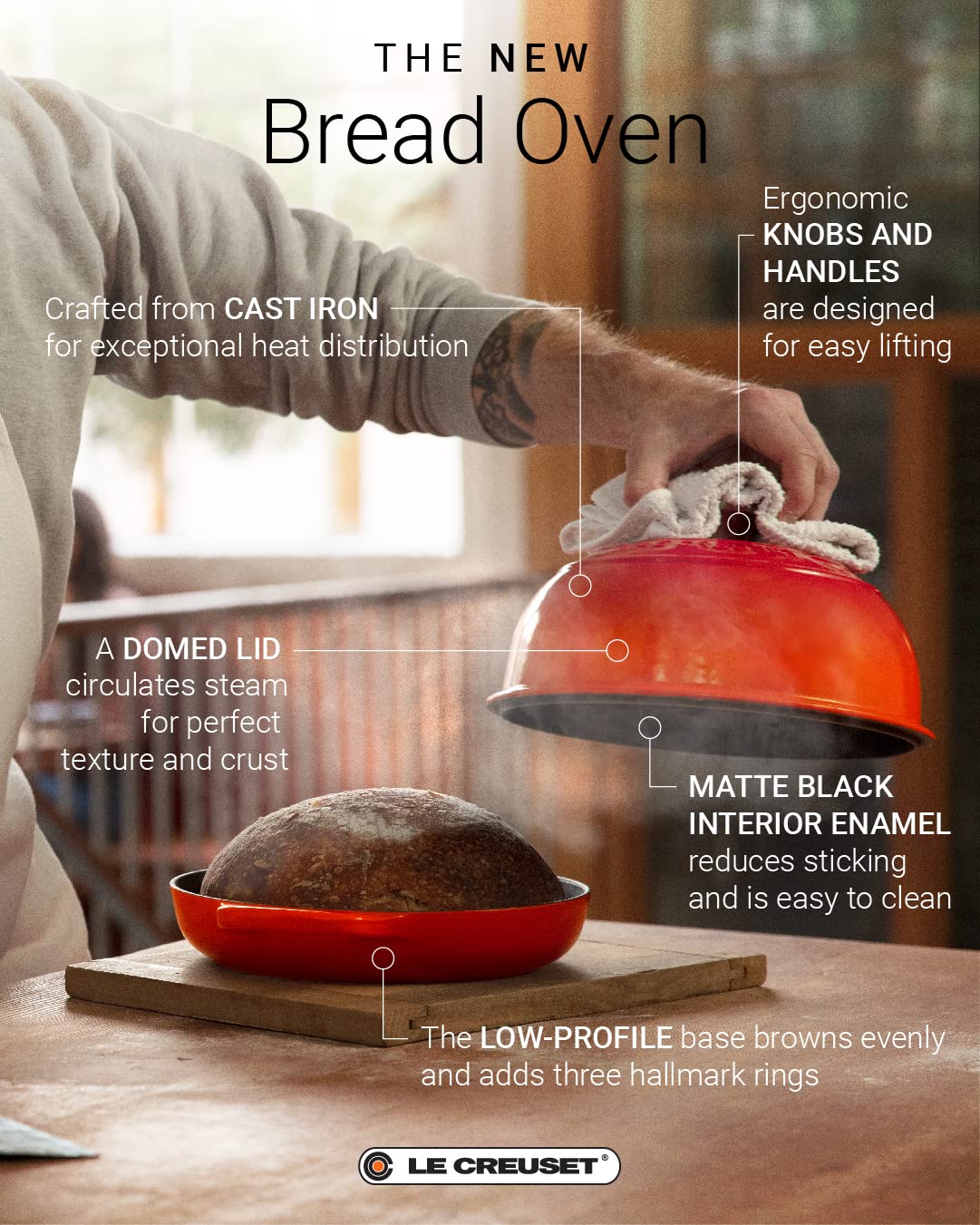 Le Creuset Enameled Cast Iron Bread Oven in Artichaut Green – Perfect for Baking Artisan Bread, Sourdough, and Dutch Oven Recipes at Home
