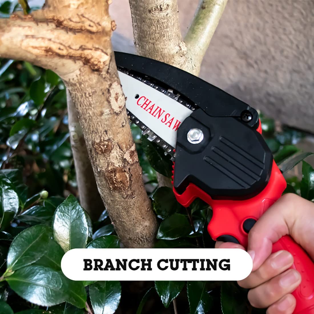 **4 Inch Mini Chainsaw Cordless Battery Powered - Portable Electric Chainsaw with LED Light & Charger - Perfect for Gardening, Wood Cutting, Tree Pruning & Outdoor Camping**