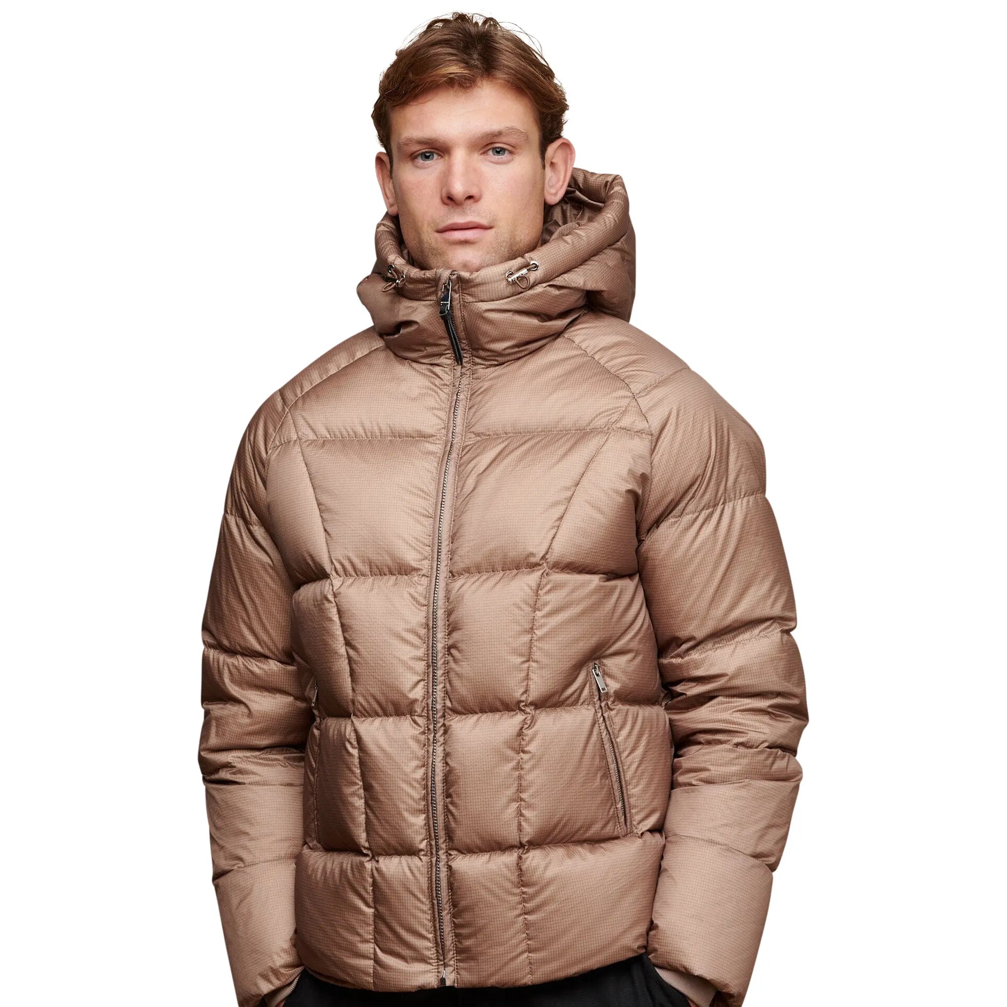Belier Taupe Ripstop Down Filled Puffer Jacket - Lightweight Warm Winter Coat for Men & Women - Perfect for Skiing, Hiking & Outdoor Activities