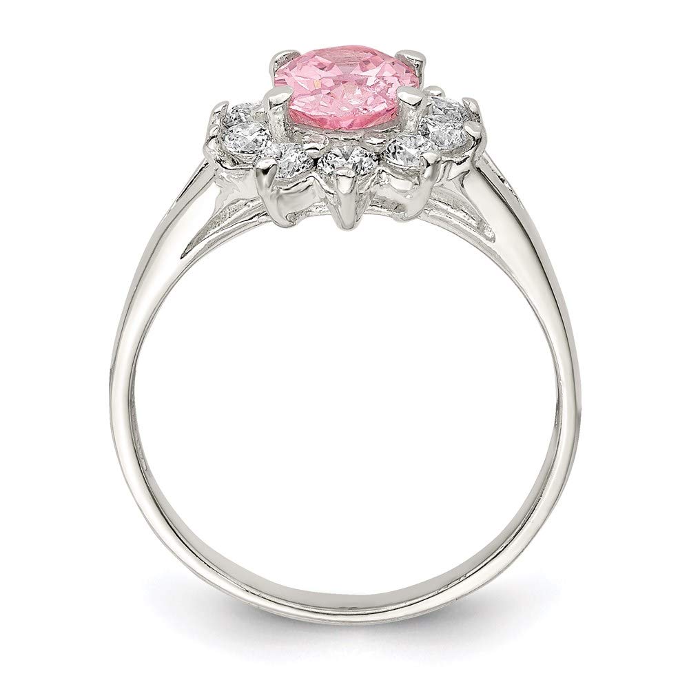 925 Sterling Silver Pink Oval Cubic Zirconia Cluster Ring for Women - Elegant Fine Jewelry Gift for Her, Perfect for Anniversaries, Birthdays & Special Occasions