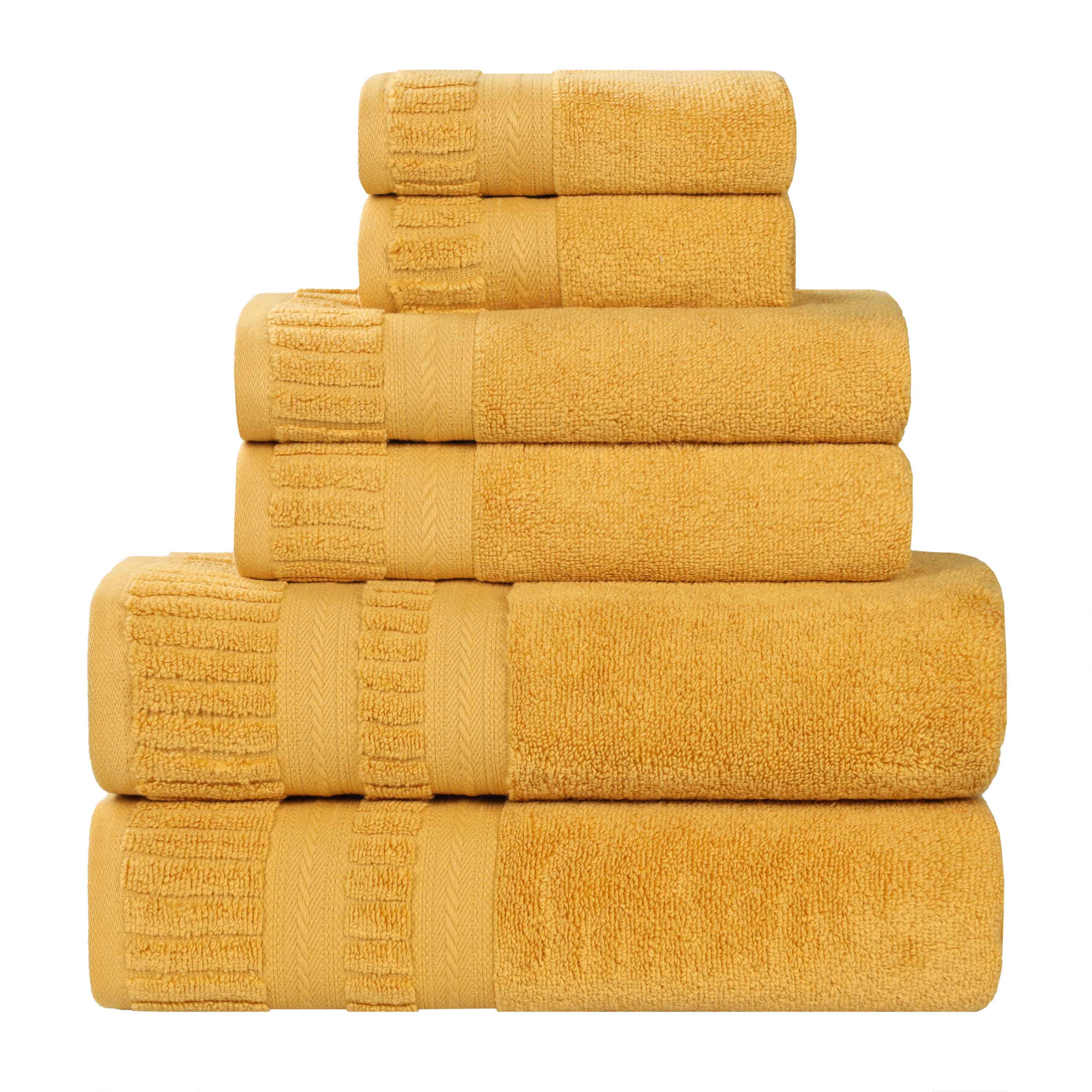 Venice Zero Twist Cotton Medium Weight Absorbent 6-Piece Bath Towel Set - Soft & Quick-Drying for Spa, Gym, and Luxury Bathroom Use