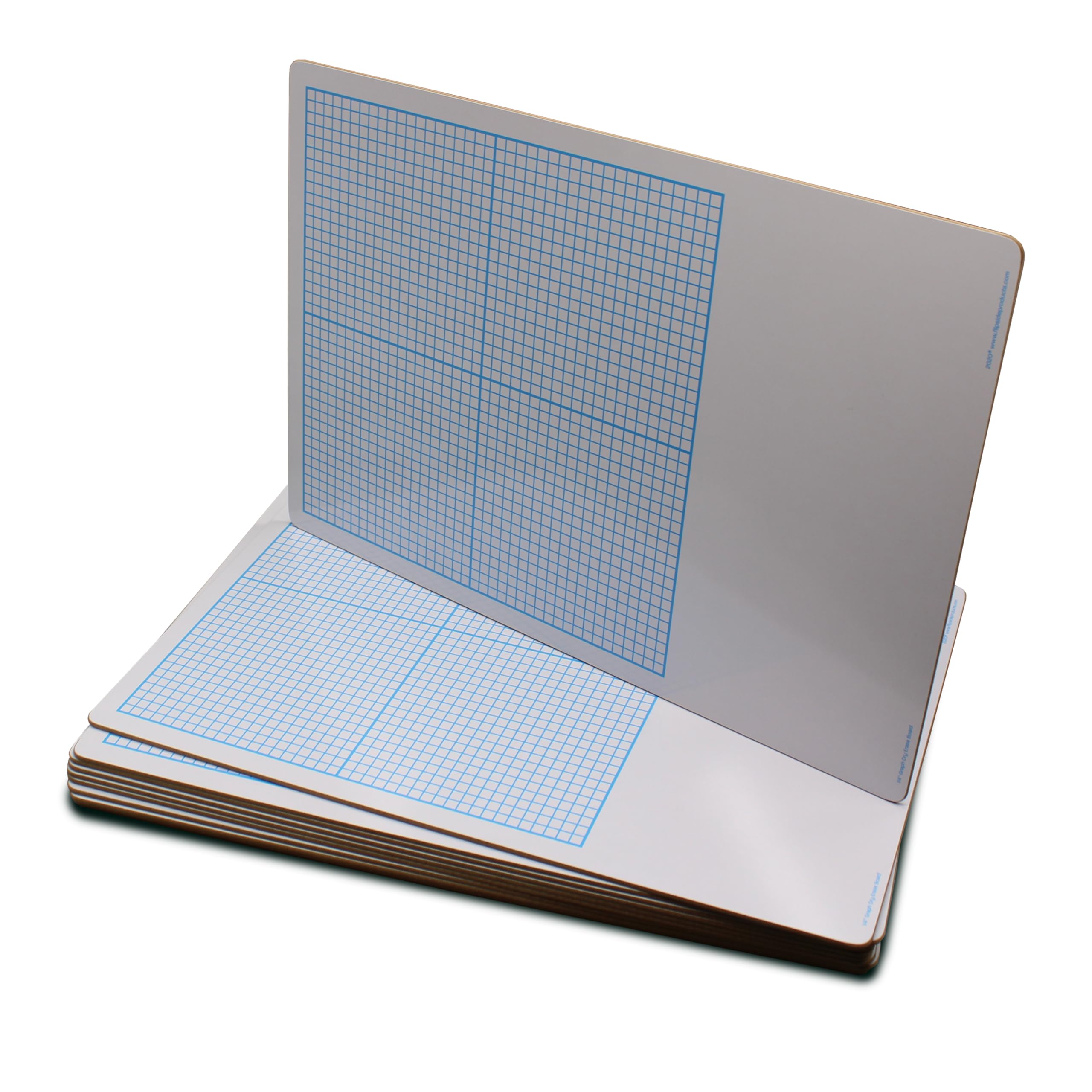 Flipside Products Dry Erase Graph Board with 1/4-Inch Squares - Set of 12 White & Blue Grid Whiteboards for Classroom, Office, Home Schooling, Math Lessons, and Planning (11261)