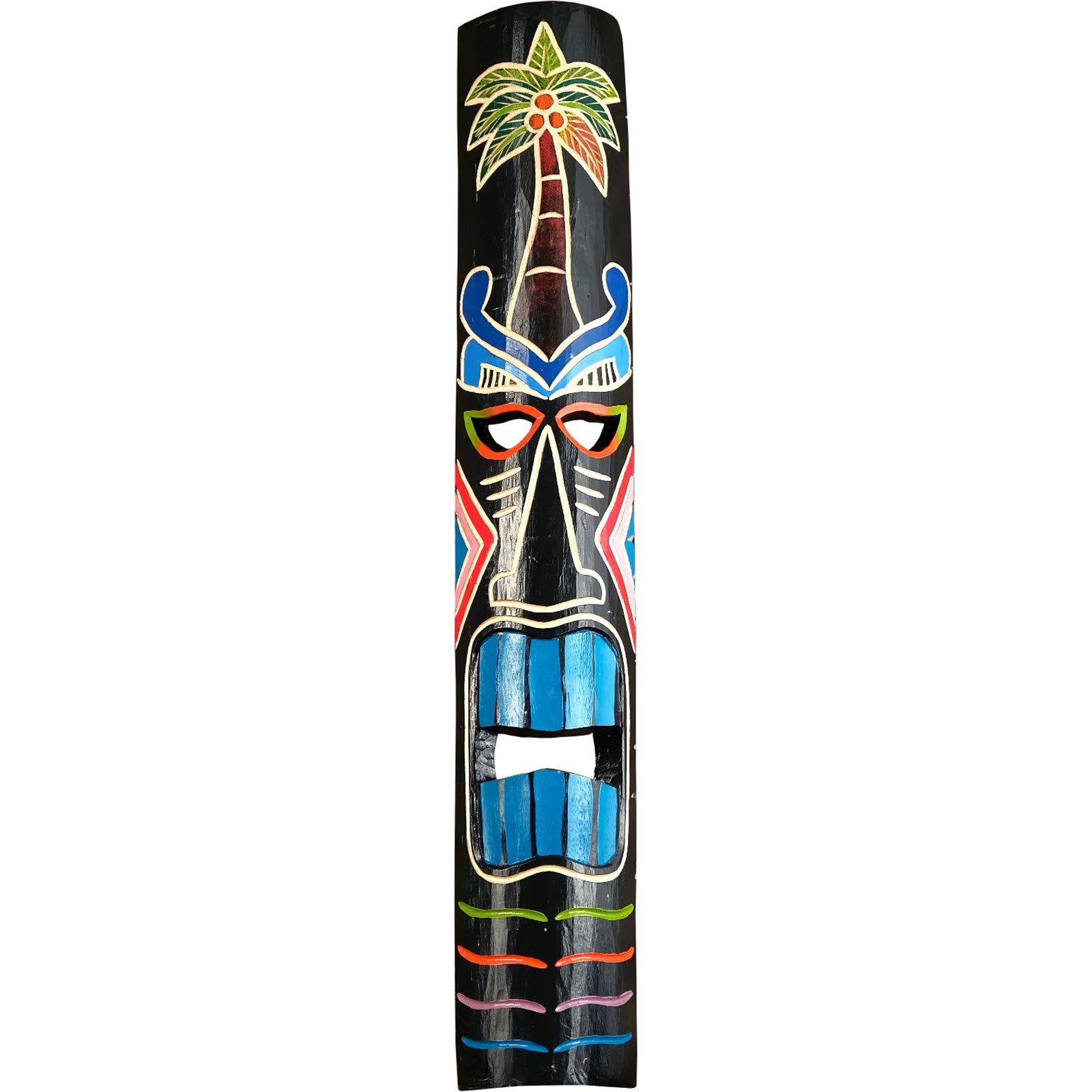 Authentic African Tribal Mask - Handcrafted Wooden Wall Art Decor, Aboriginal Style Hand-Painted Tiki Palm Design for Home & Office | Perfect for Boho, Ethnic & Tropical Themed Interiors