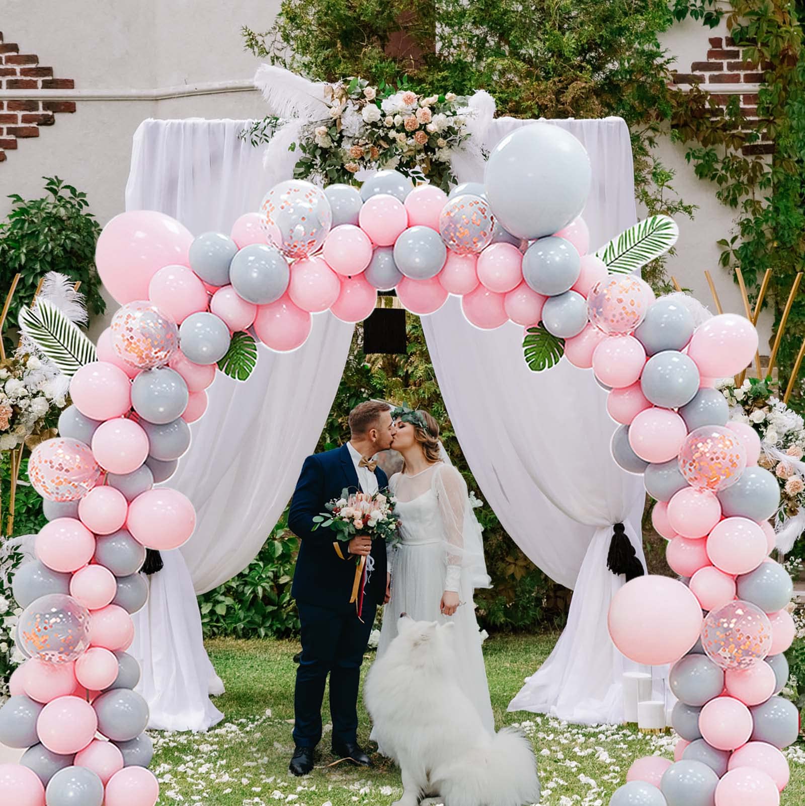 TUPARKA 102 Pcs Light Pink Balloons Garland Arch Kit - 5,10,12,18 Inch Balloons with Decorative Strip for Birthday, Baby Shower, Wedding & Easter Party Decorations | Perfect for Indoor & Outdoor Celebrations