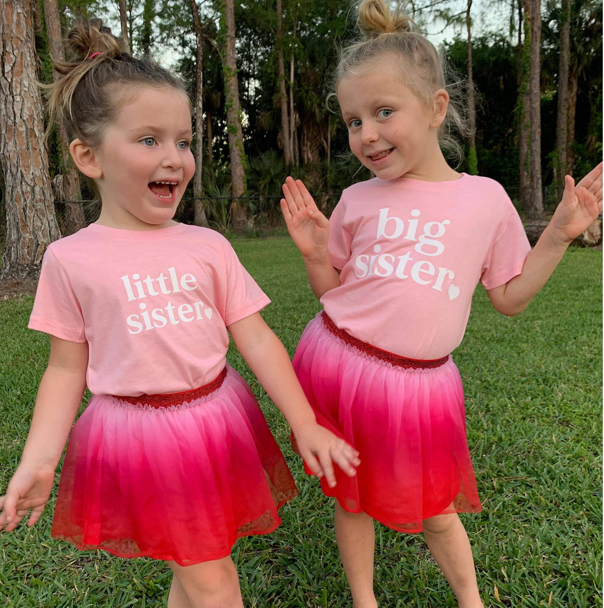 Big Sister & Little Sister Matching Sibling Reveal T-Shirts for Toddler Girls - Perfect for Gender Reveal Parties & Family Photo Shoots