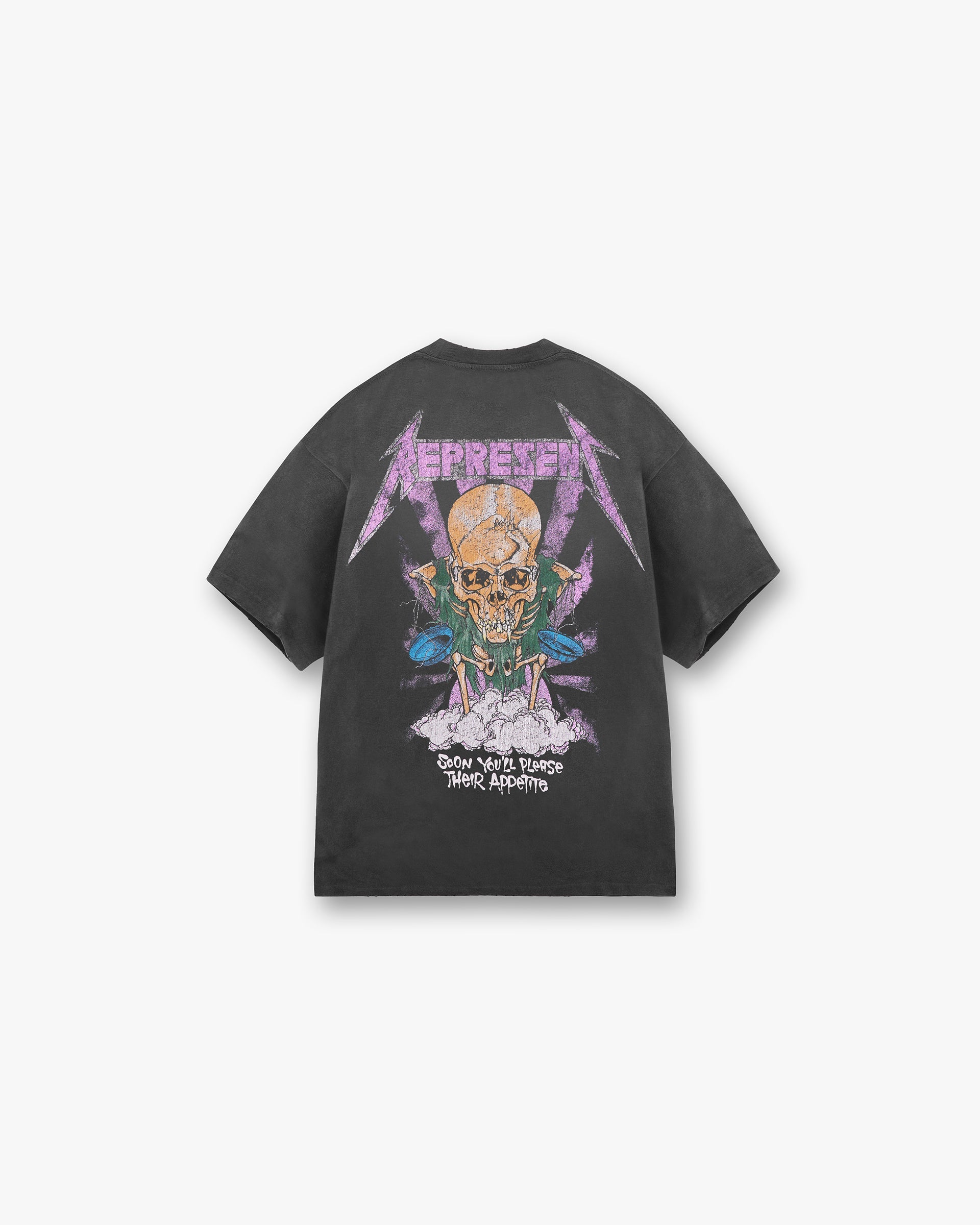 Represent X Metallica Justice T-Shirt - Stained Black Vintage Band Tee | Official Licensed Merch | Perfect for Concerts & Rock Fans