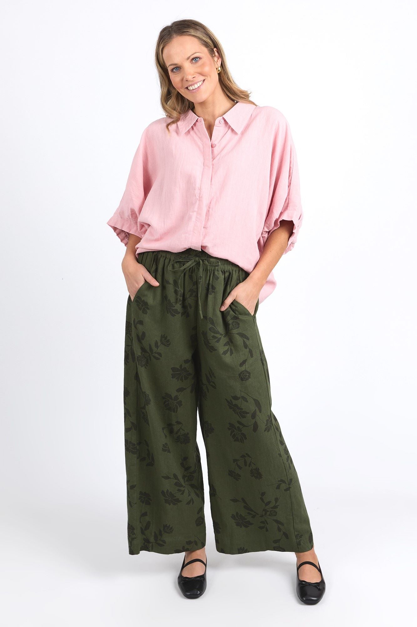Elm Bramble Wide Leg Pants - Floral Print High Waisted Trousers for Women | Boho Chic Style for Casual Wear, Office & Vacation
