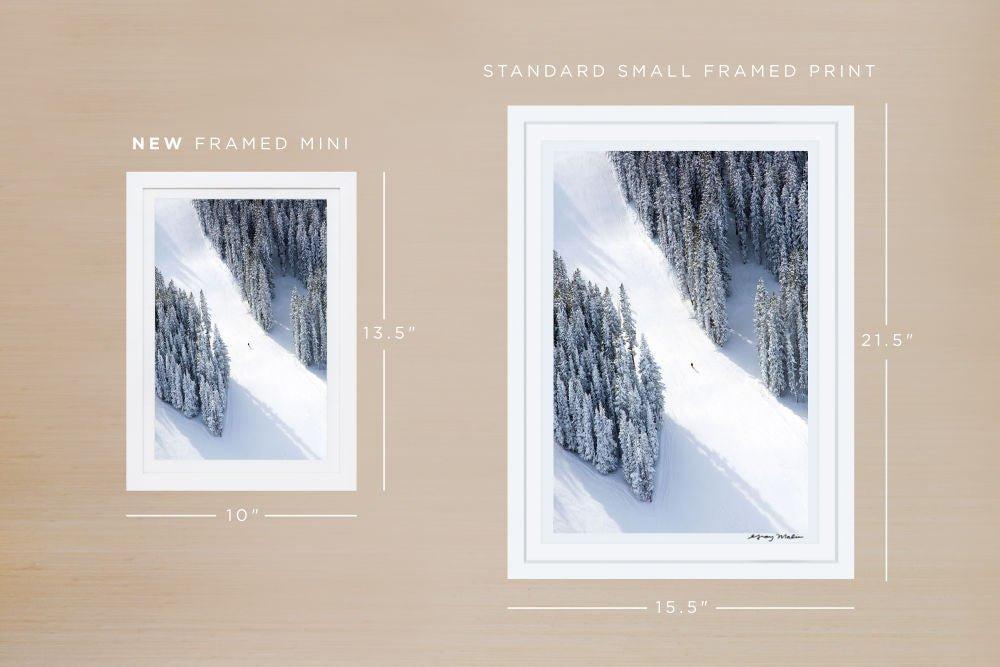 Gray Malin Aspen Lone Skier Mini Framed Print - Winter Ski Resort Wall Art Decor for Living Room, Bedroom & Office