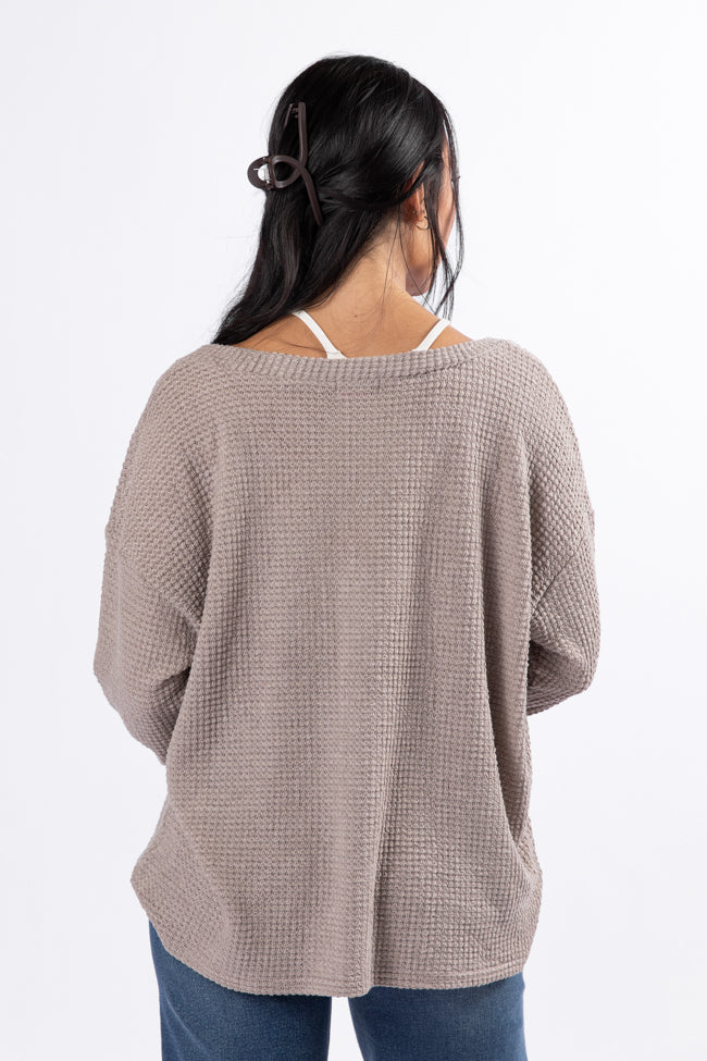 Taupe Waffle Knit Cardigan for Women - Cozy Long Sleeve Open Front Sweater | Perfect for Fall & Winter Layering, Office Wear & Casual Outfits