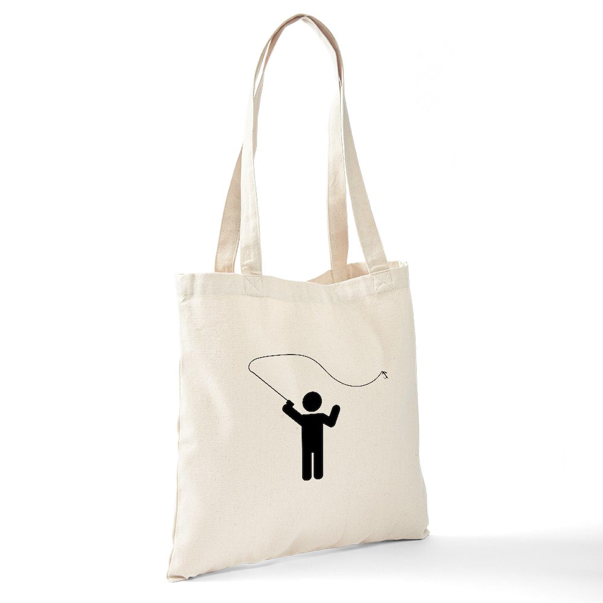 Fly Fishing Tote Bag - Natural Canvas Reusable Shopping Bag for Outdoor Enthusiasts | Perfect for Fishing Trips, Groceries & Beach Days