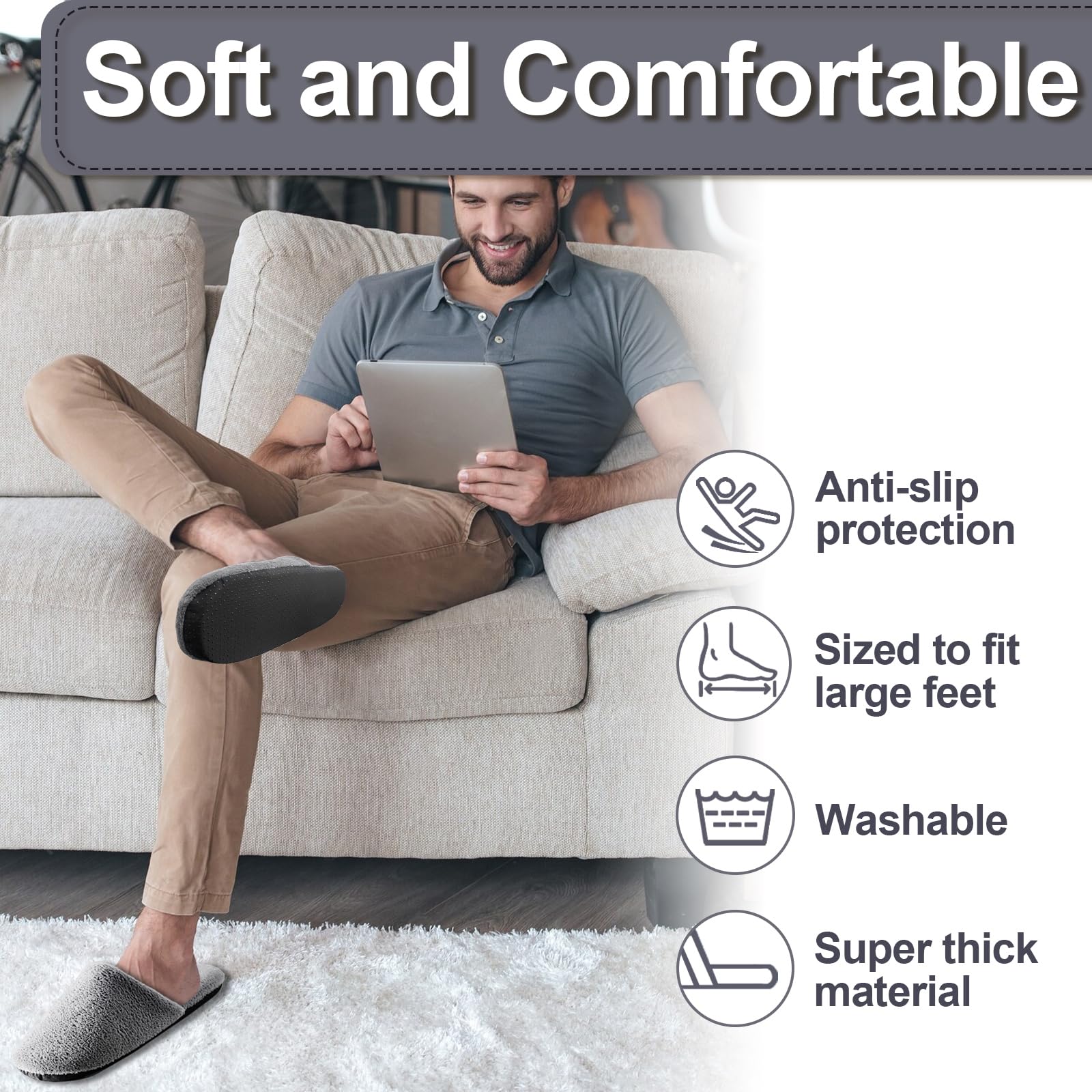 2 Pairs Disposable Slippers with Travel Bags - Large Size Comfortable Guest House Hotel Slippers for Travel, Spa, Home & Hospitality Use