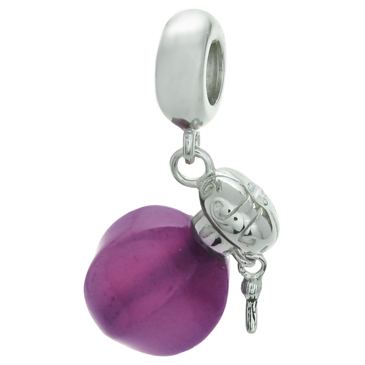 Dreambell .925 Sterling Silver Perfume Bottle Pendant with Simulated Purple Agate Bead - Elegant European Style Dangle Charm for Women, Perfect for Parties, Weddings & Special Occasions